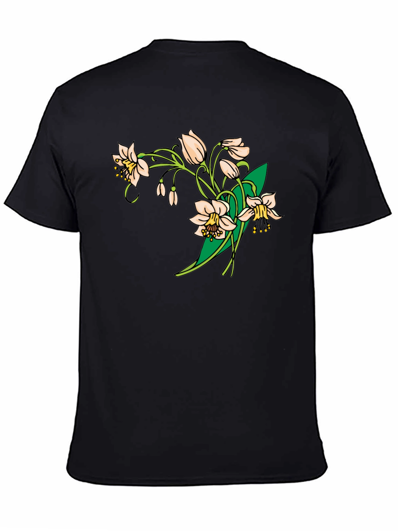 Black Floral Print Black T-Shirt - Stylish & Comfortable view 4