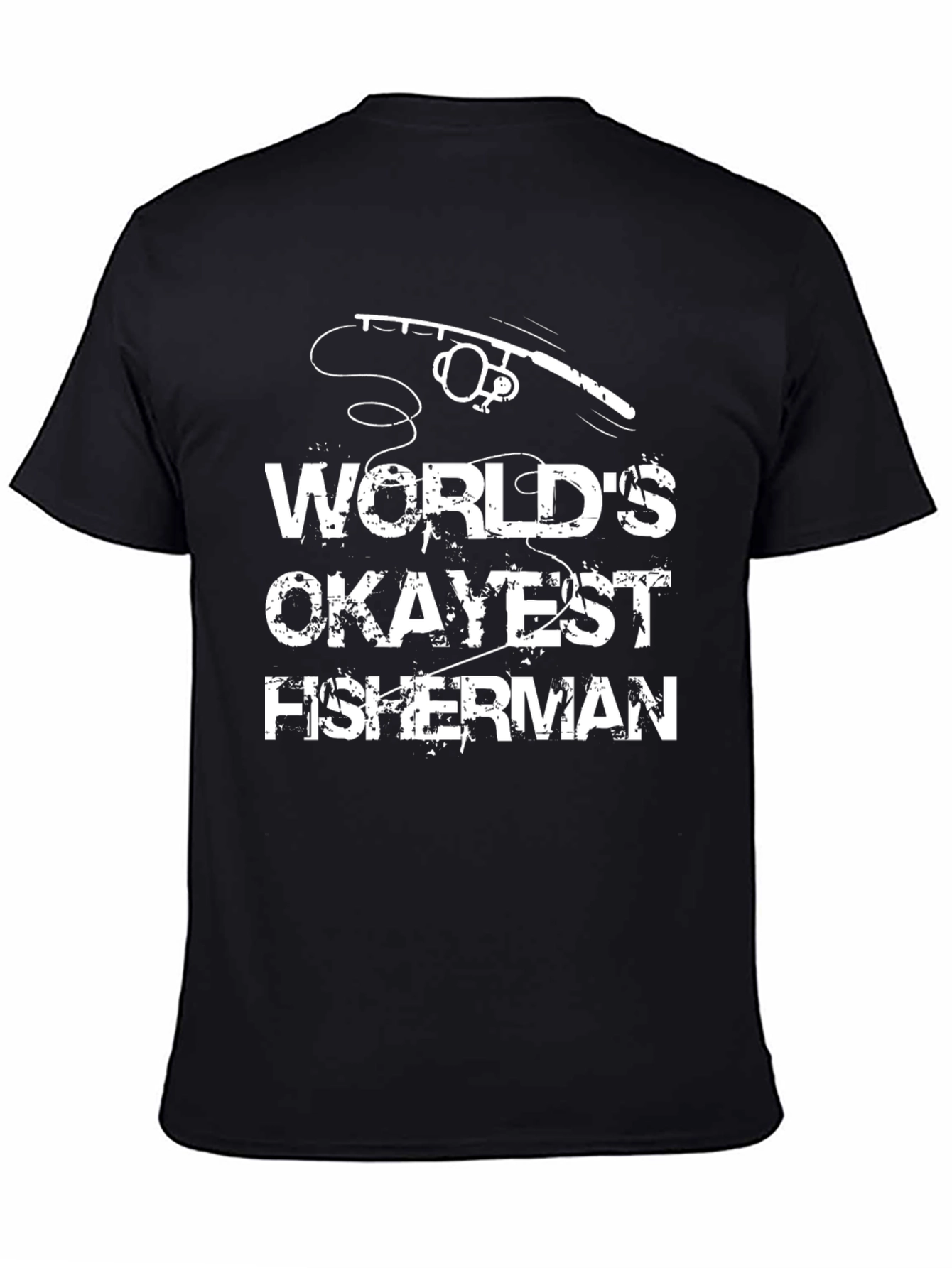 Black World's Okayest Fisherman Graphic T-Shirt view 4
