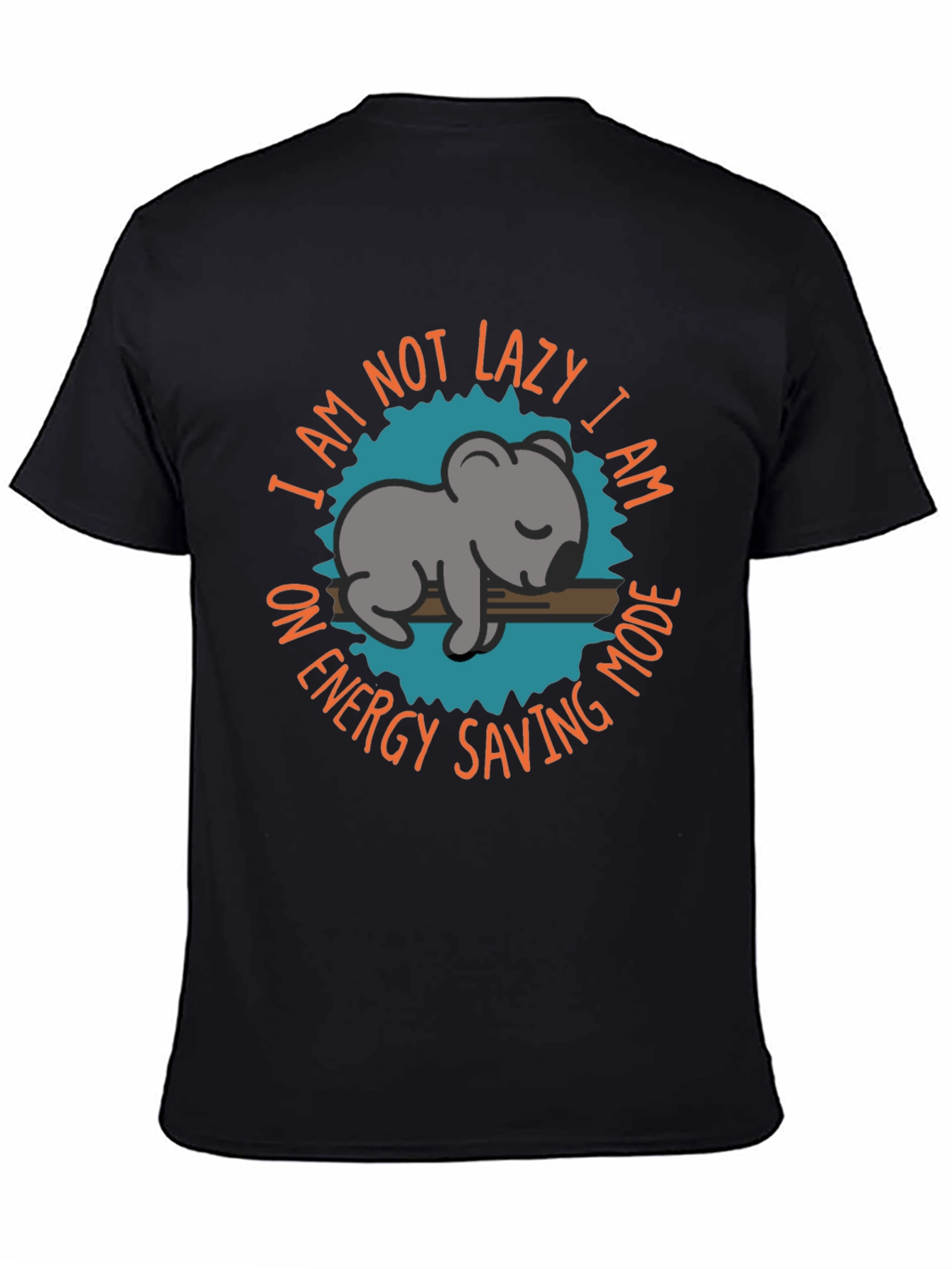 Black Energy Saving Mode Koala T-Shirt, Relaxed Fit view 4