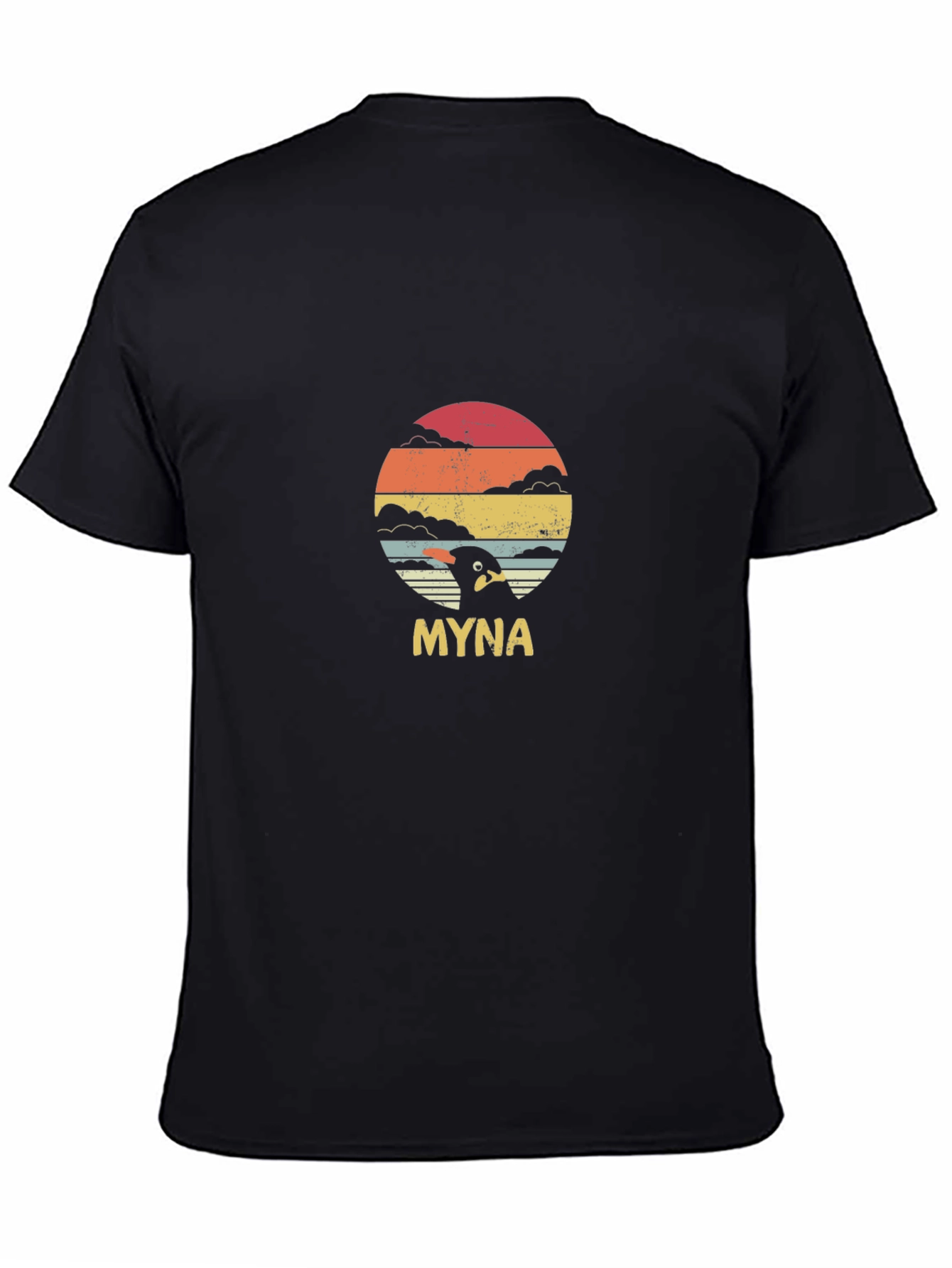 Black Myna Bird Sunset Graphic Tee - Retro Style view 4