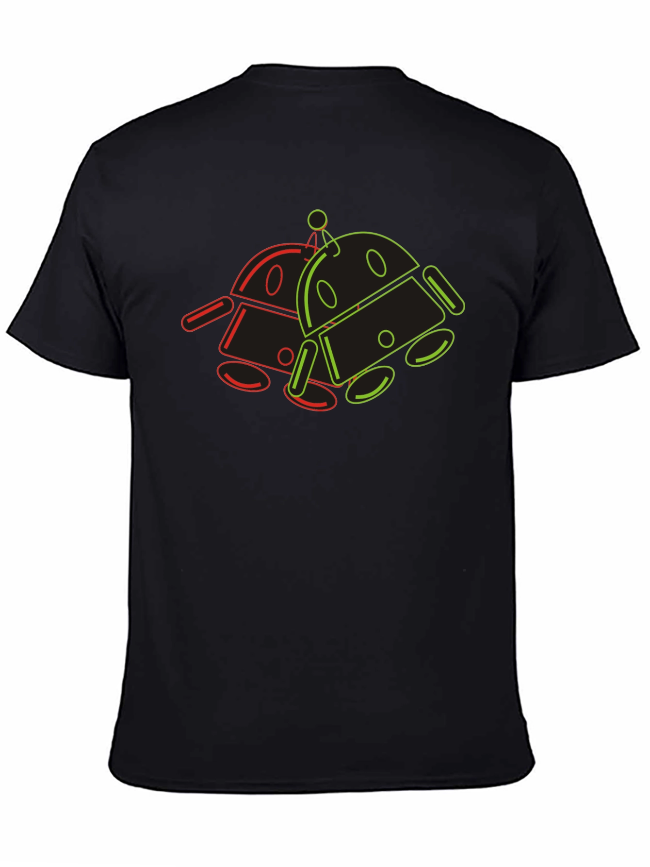 Black Retro Robot Graphic Tee - Cool Geek Style view 4