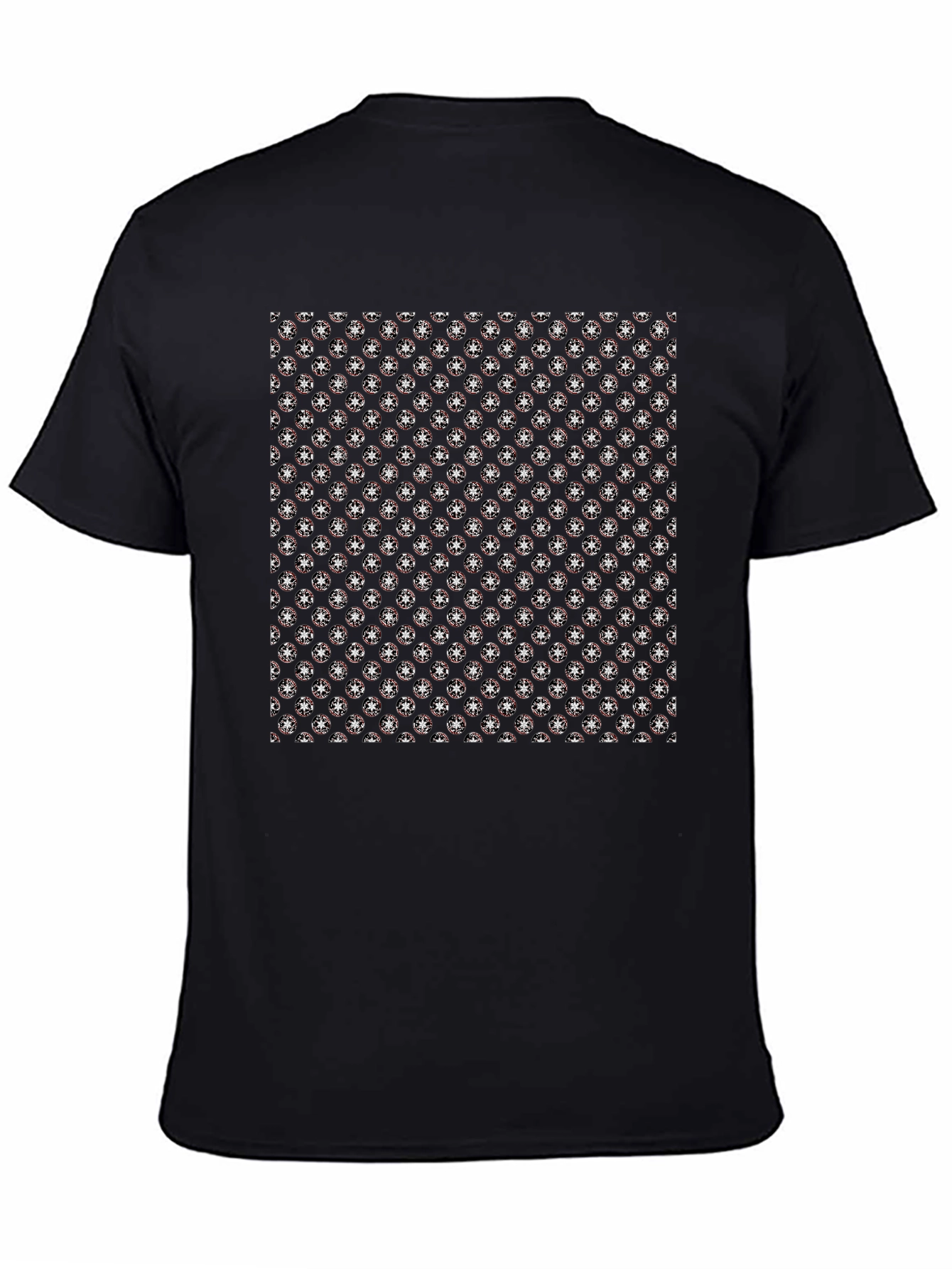 Black Patterned Graphic Print Men's T-Shirt view 4