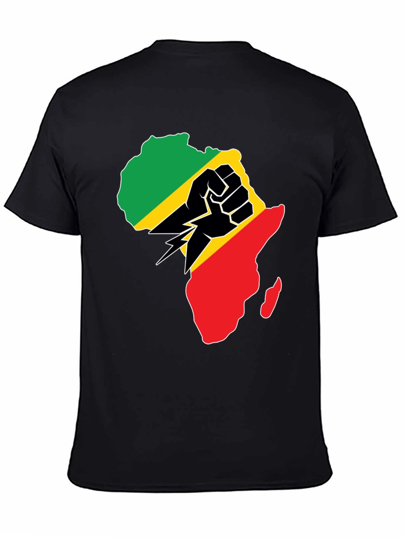 Black African Continent Graphic Black T-Shirt view 4