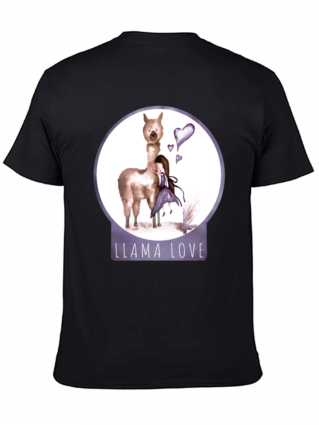 Black Llama Love Graphic T-Shirt, Cute Animal Tee view 4