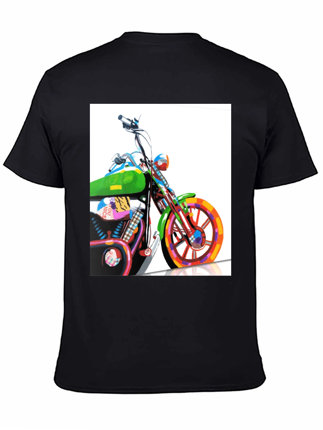 Black Motorcycle Graphic Tee - Artistic Biker T-Shirt view 4