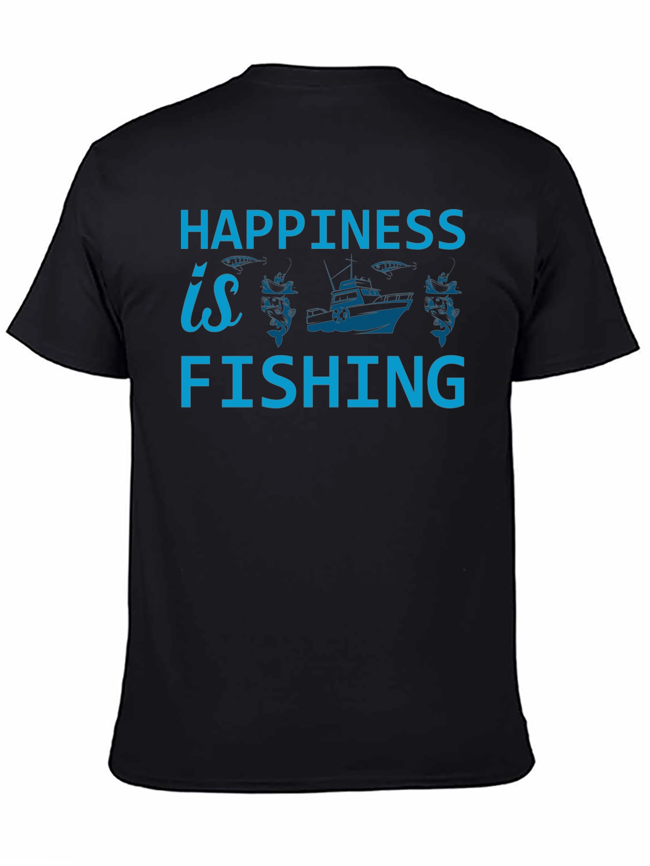 Black Happiness is Fishing Graphic Tee - Soft Cotton Shirt view 4