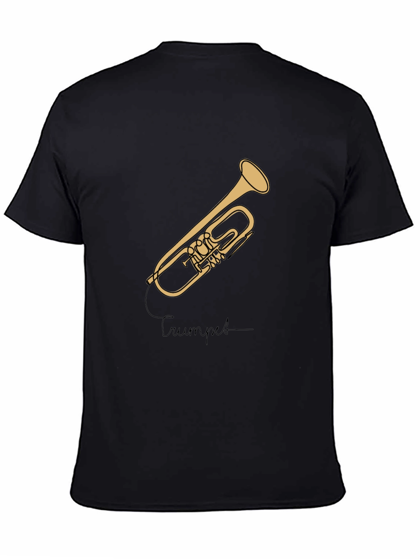Black Trumpet Graphic Tee - Musician's Style Black T-Shirt view 4