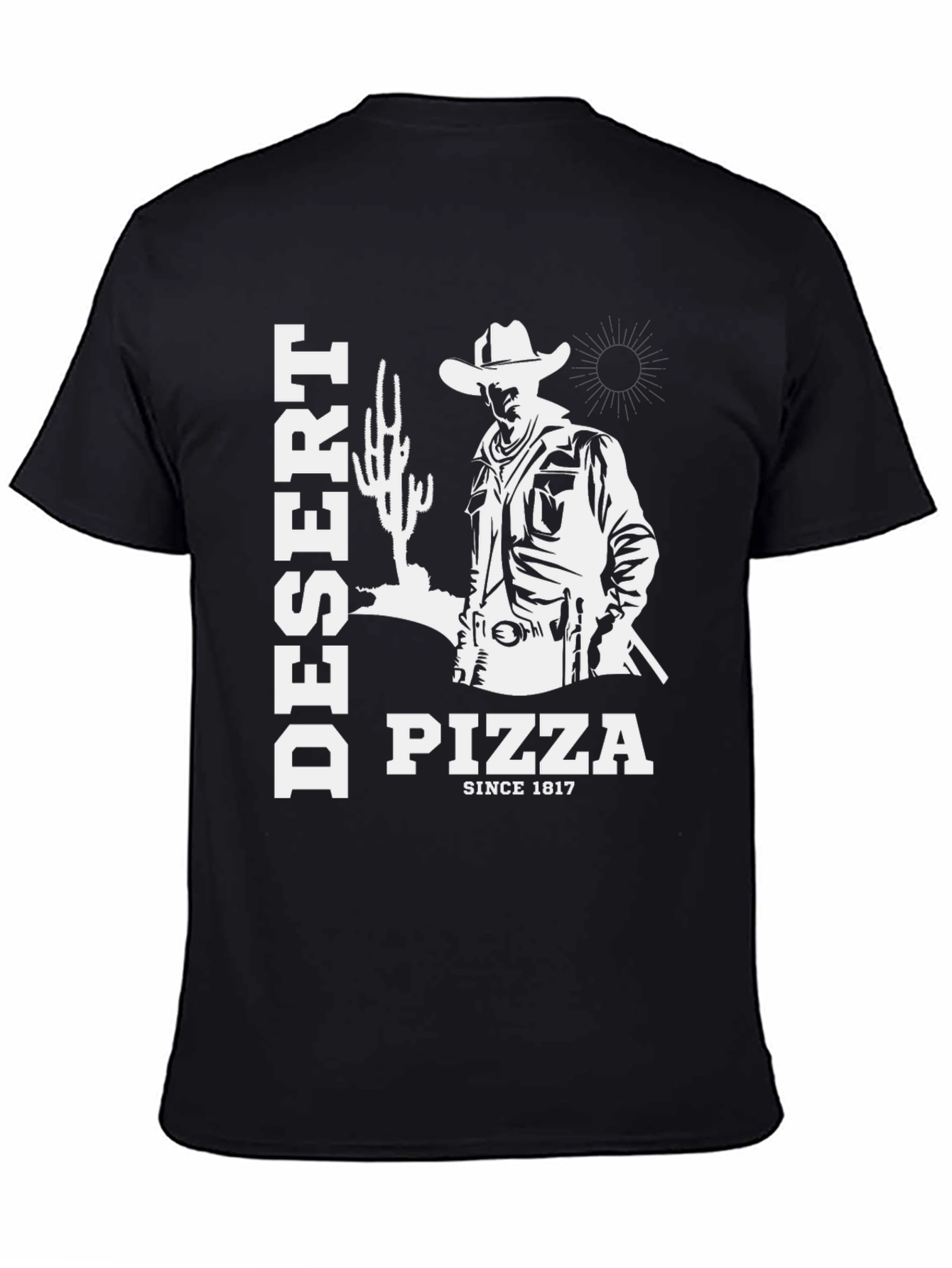 Black Desert Pizza Since 1817 Graphic Tee view 4