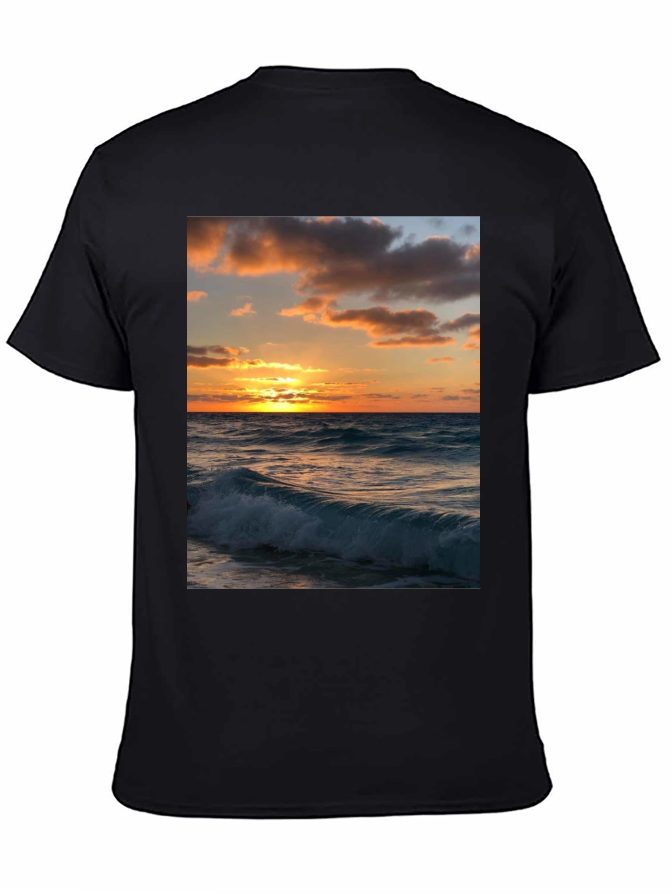 Black Sunset Wave Graphic Tee - Black view 4