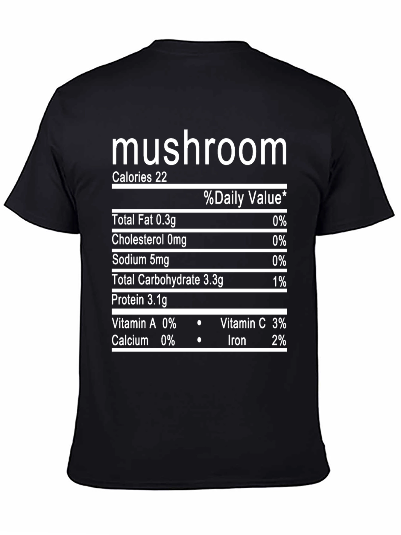 Black Mushroom Nutrition Facts Graphic Tee view 4