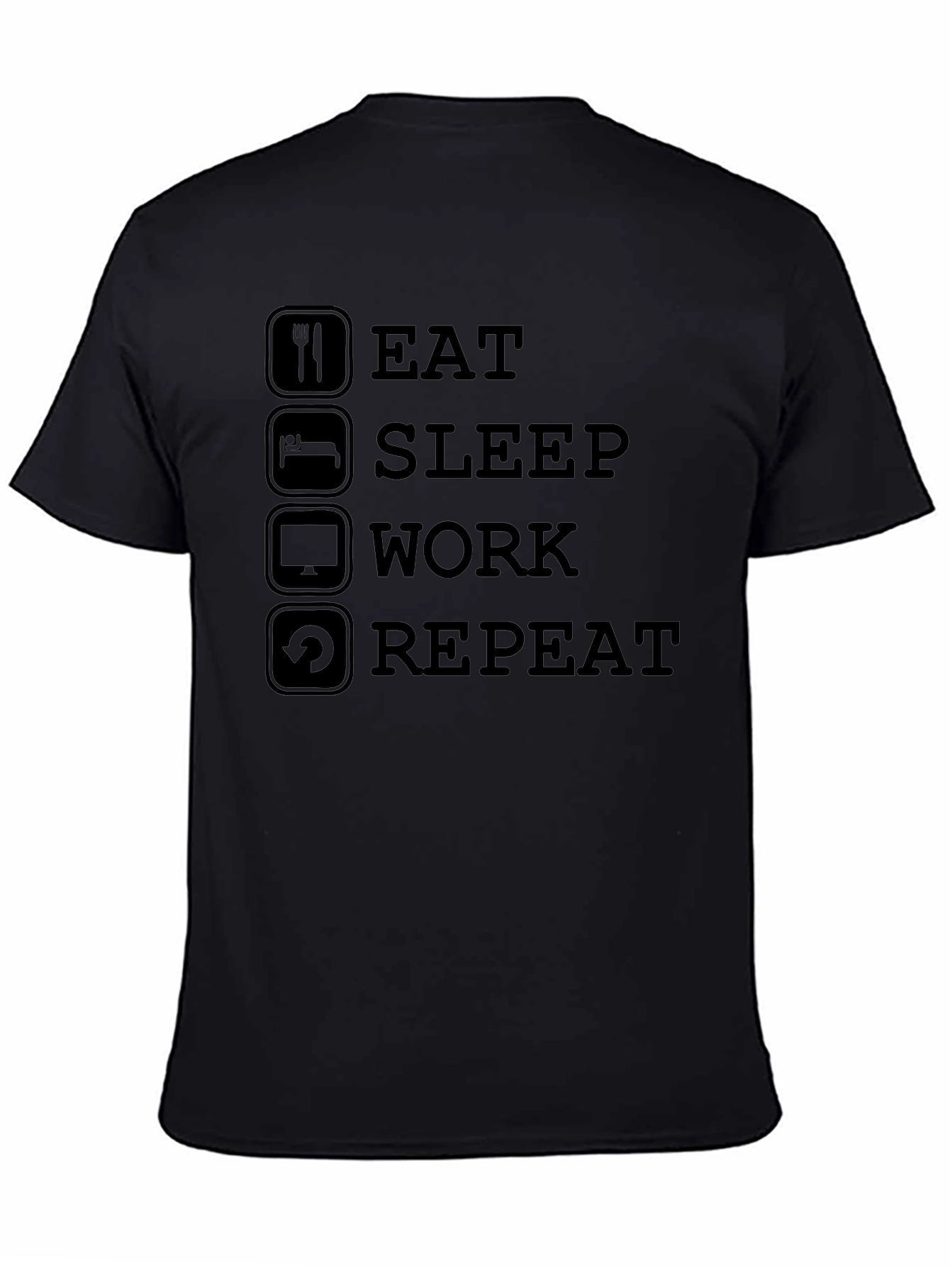 Black Eat Sleep Work Repeat Graphic T-Shirt view 4