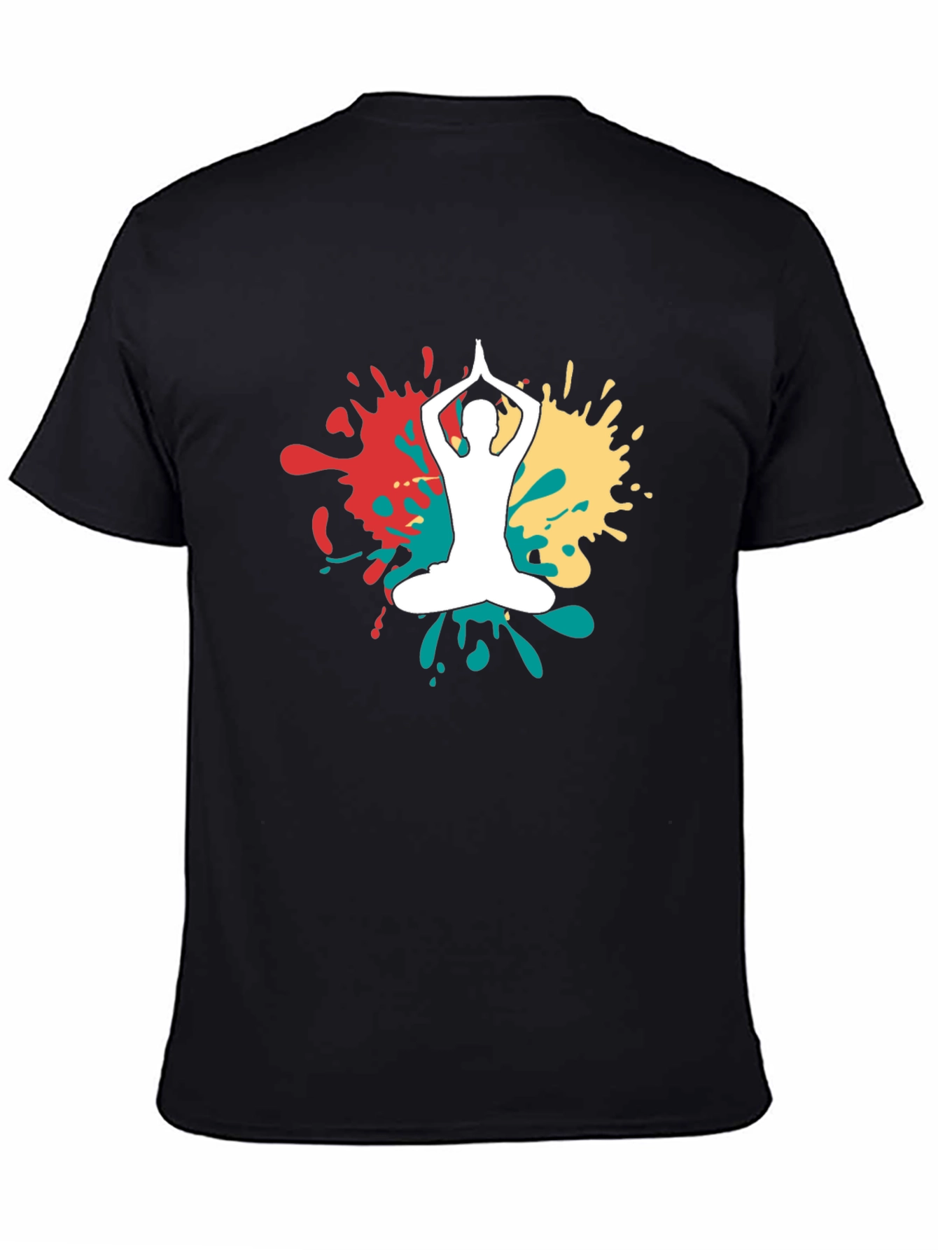 Black Yoga Pose T-Shirt - Relaxed Fit, Unique Design view 4