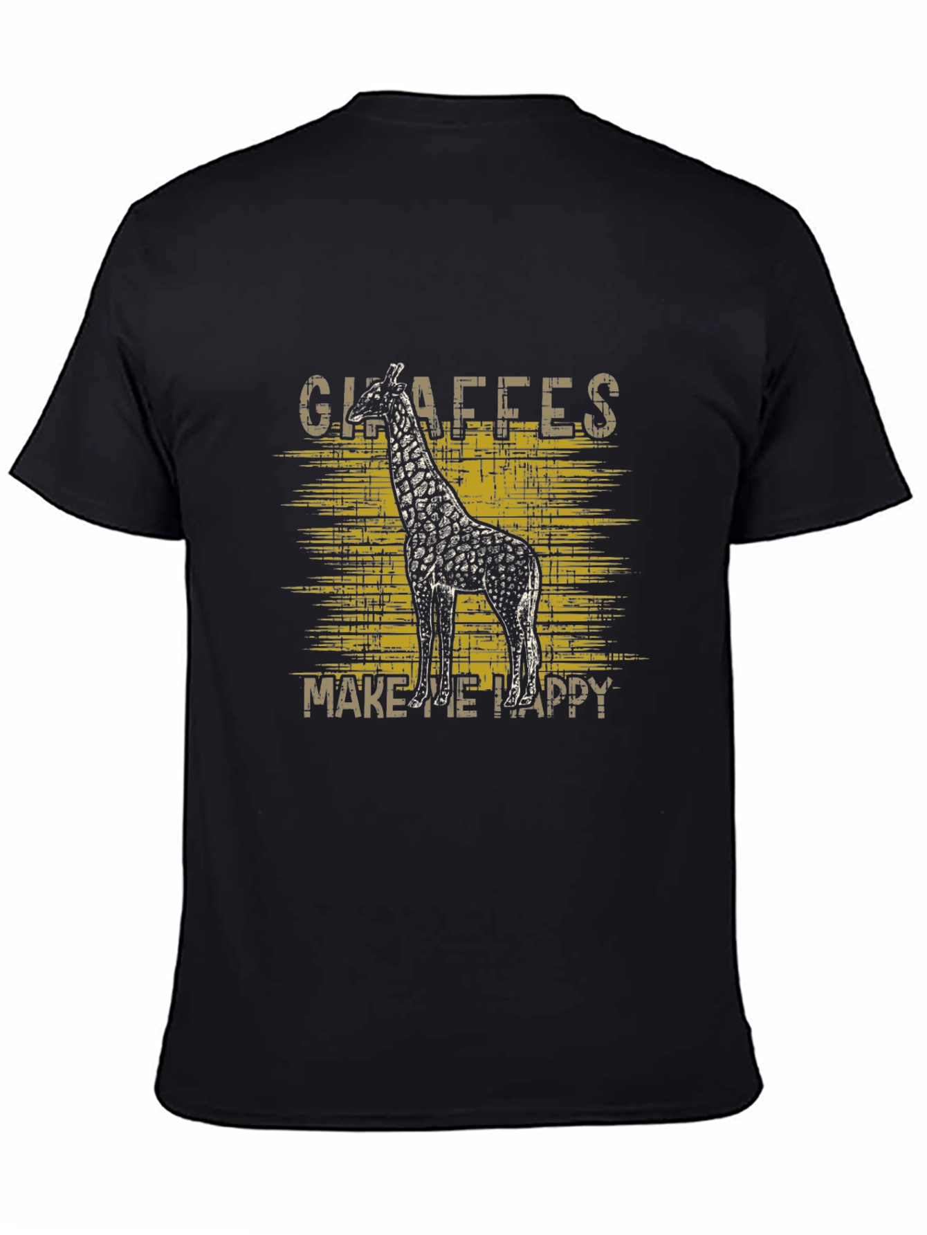 Black Giraffe Graphic Tee - Makes Me Happy - Black T-Shirt view 4