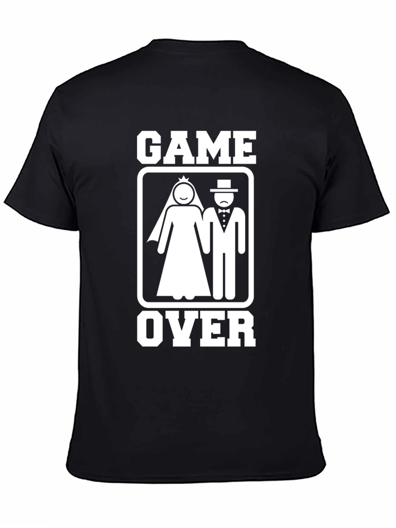 Black Game Over Wedding Humor T-Shirt view 4