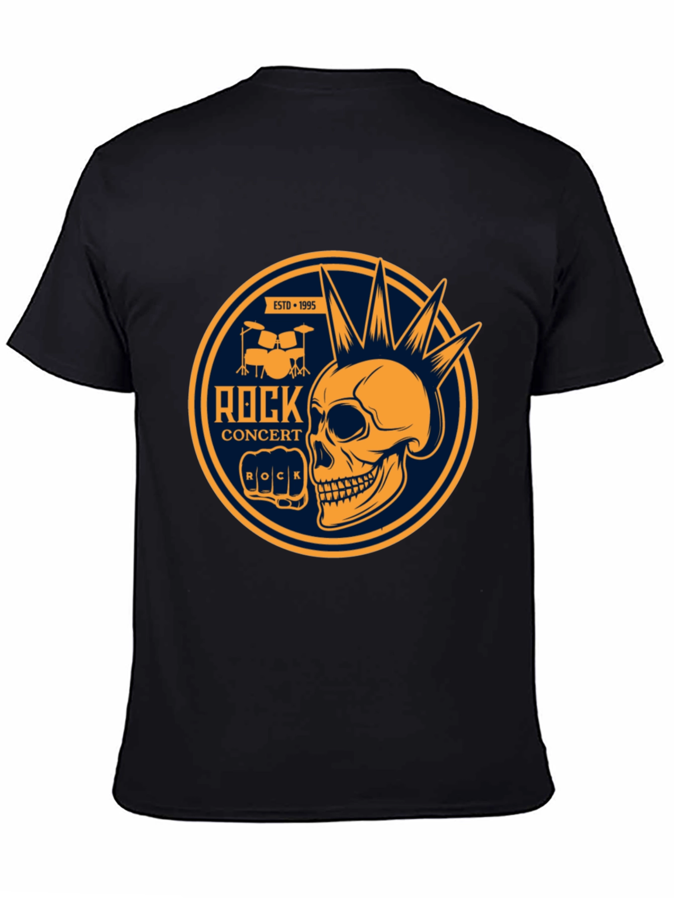 Black Rock Concert Skull Graphic Tee - Black view 4