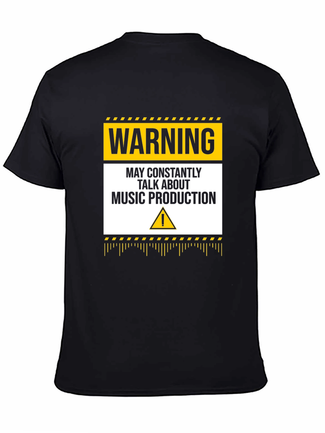 Black Warning Music Production T-Shirt view 4