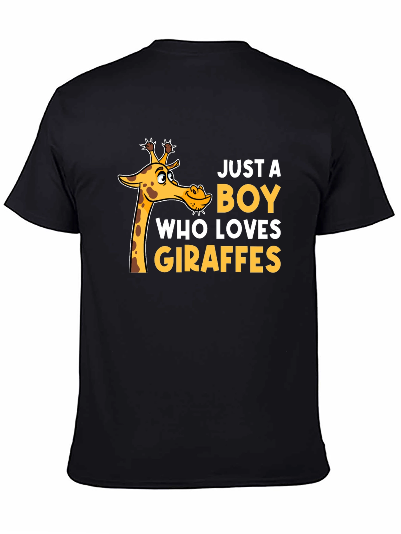 Black Just a Boy Who Loves Giraffes T-Shirt - Black view 4