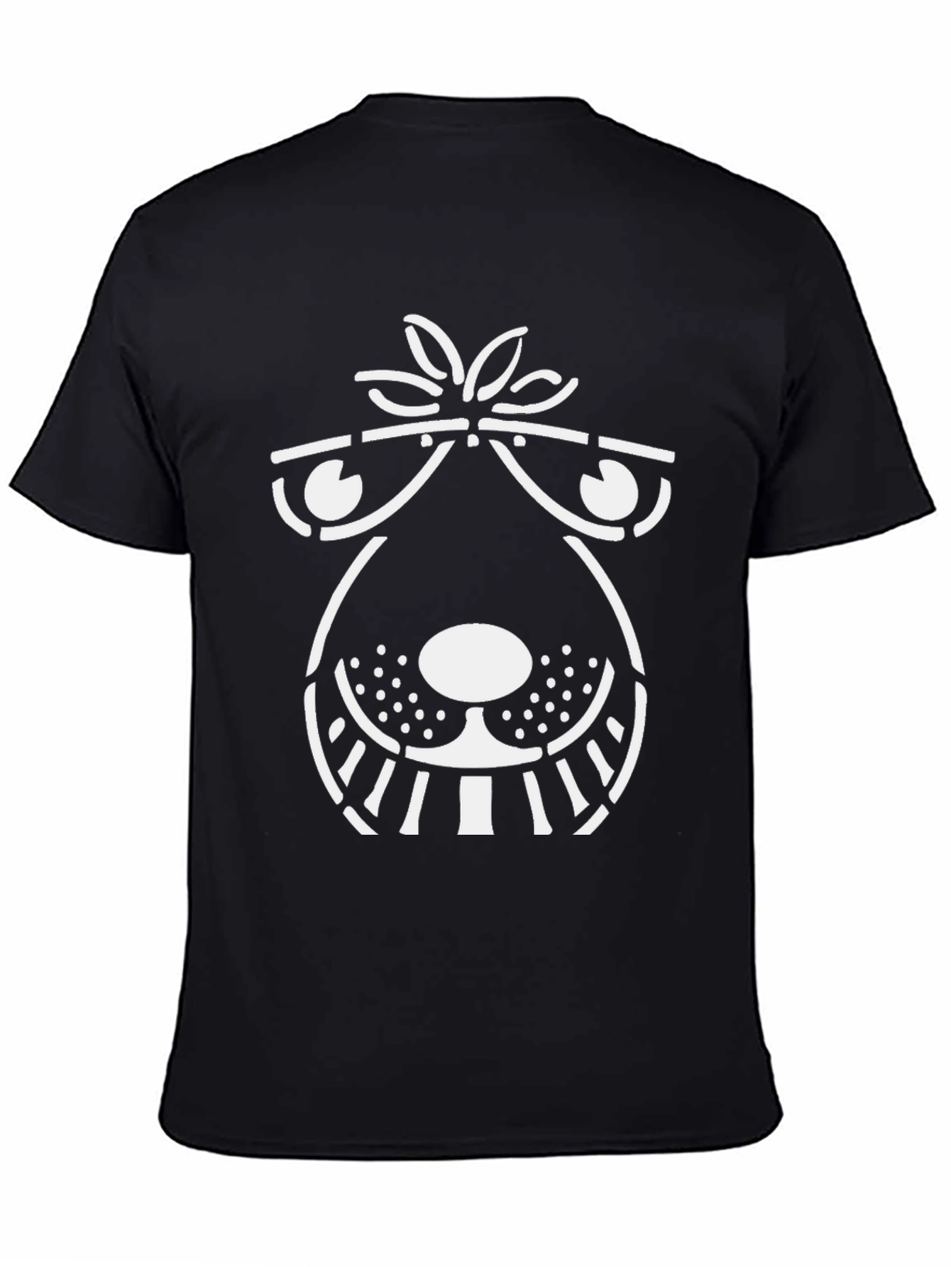 Black Funny Graphic Tee - Cartoon Dog Face - Black Cotton Shirt view 4