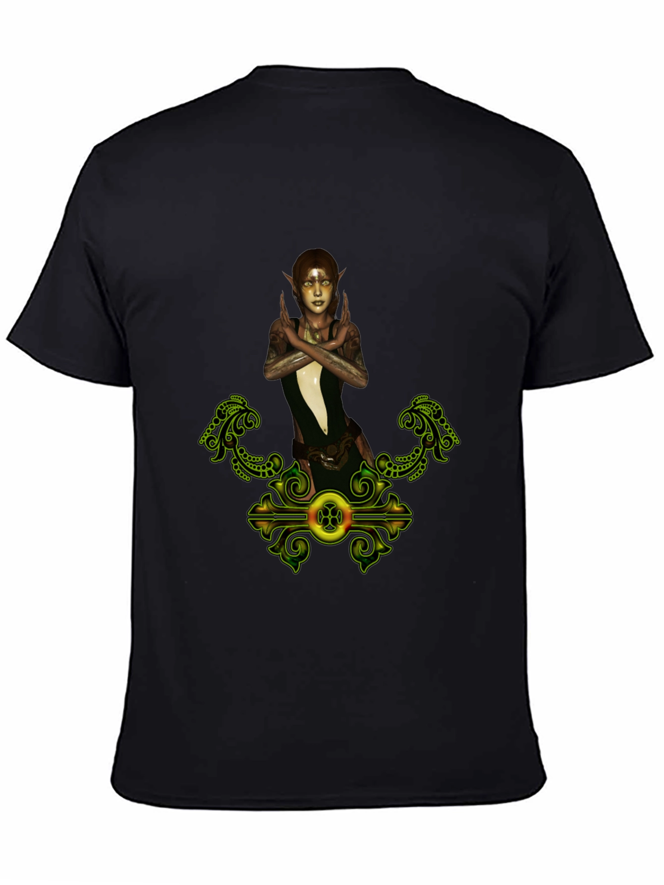 Black Elf Maiden Graphic Tee - Fantasy Print Shirt view 4