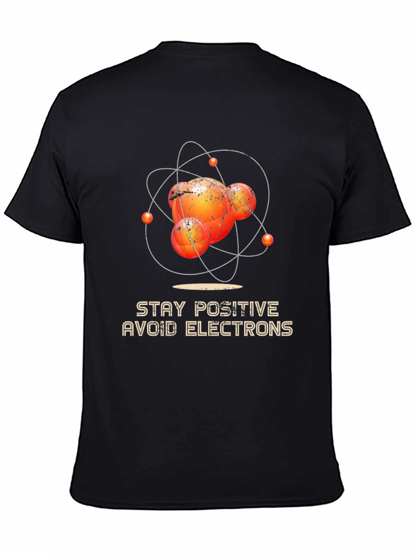 Black Stay Positive Avoid Electrons Graphic Tee view 4