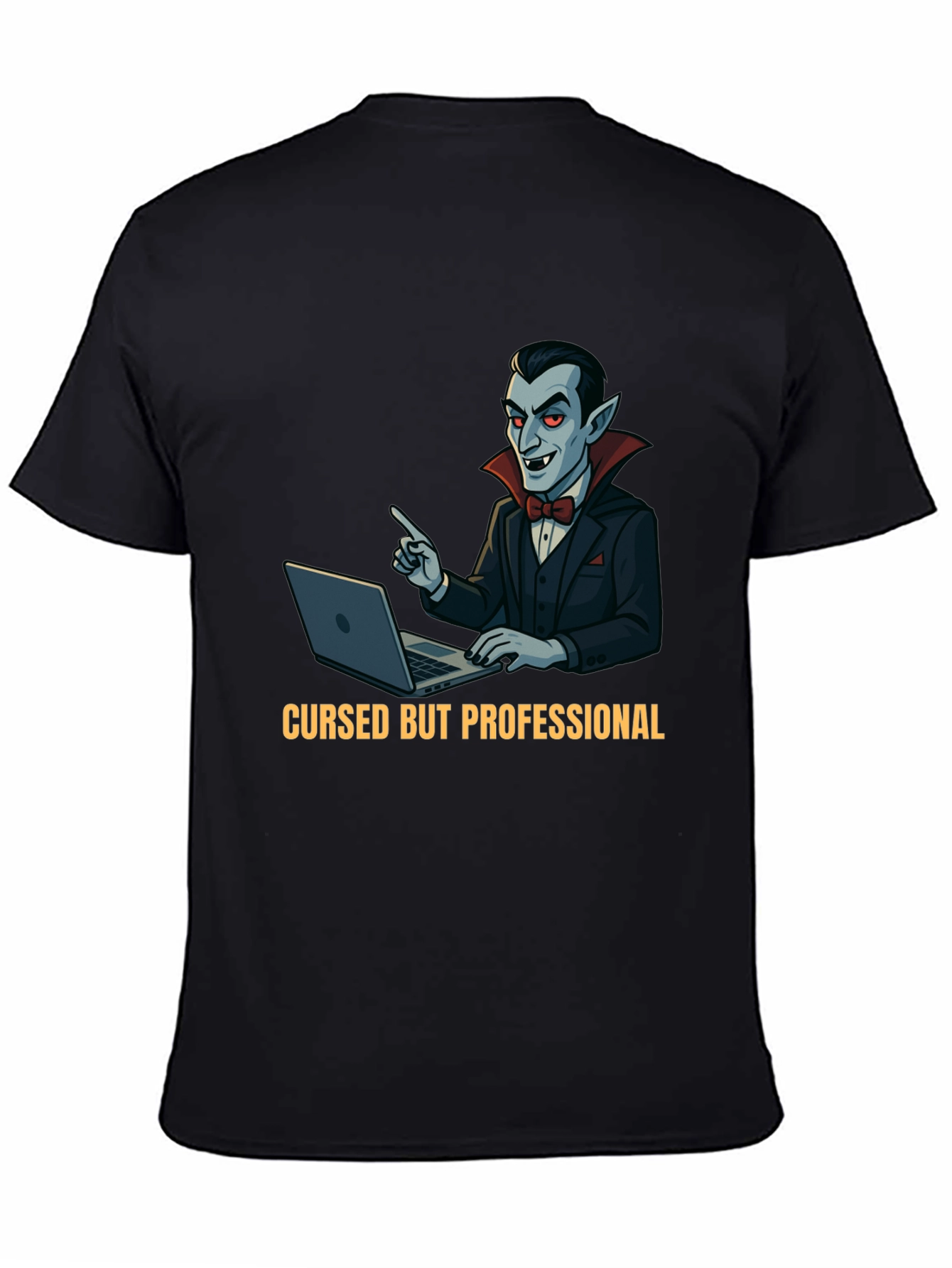Black Cursed But Professional Vampire T-Shirt view 4