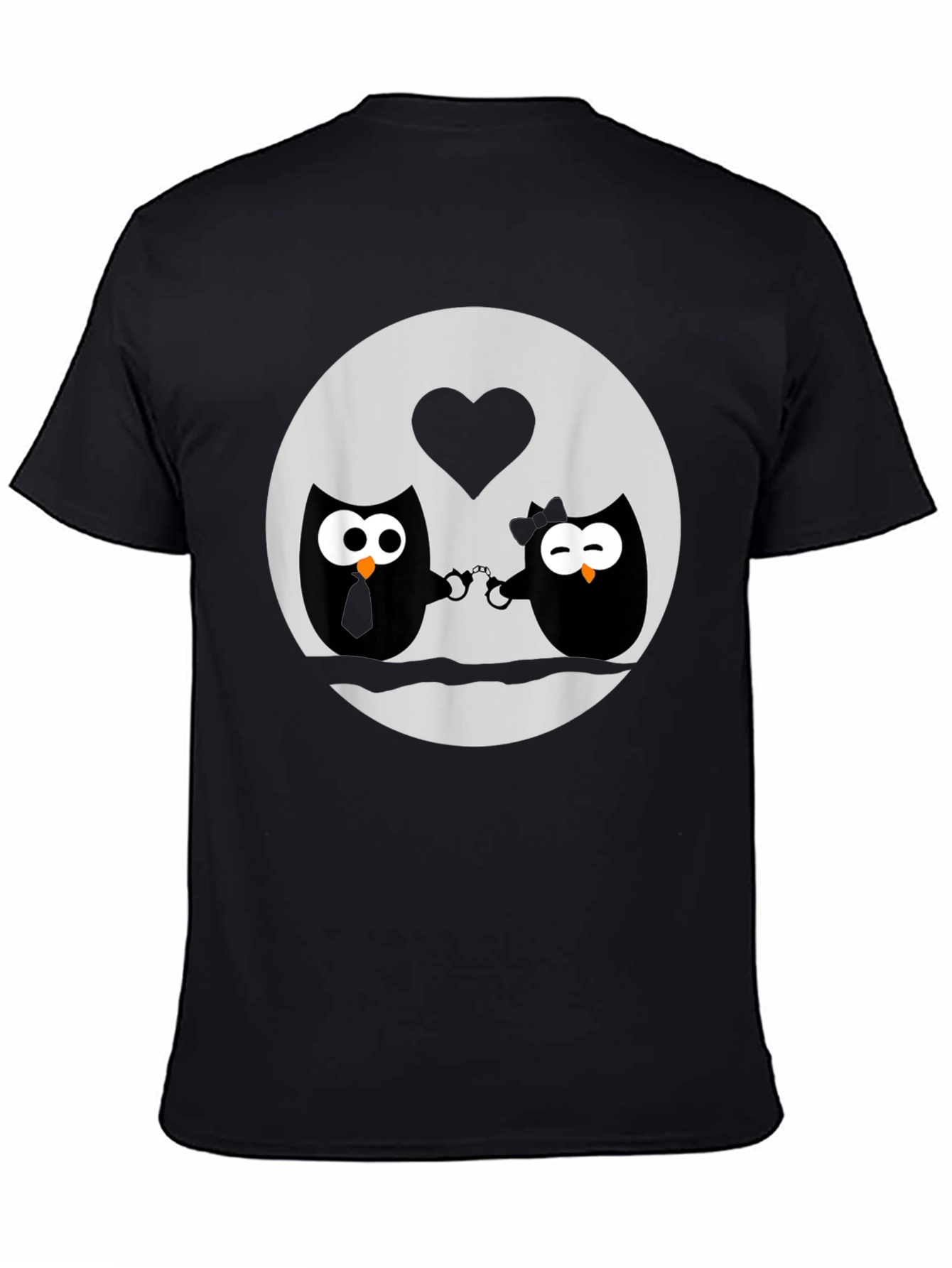 Black Owl Love T-Shirt - Handcuffed Owls - Black view 4