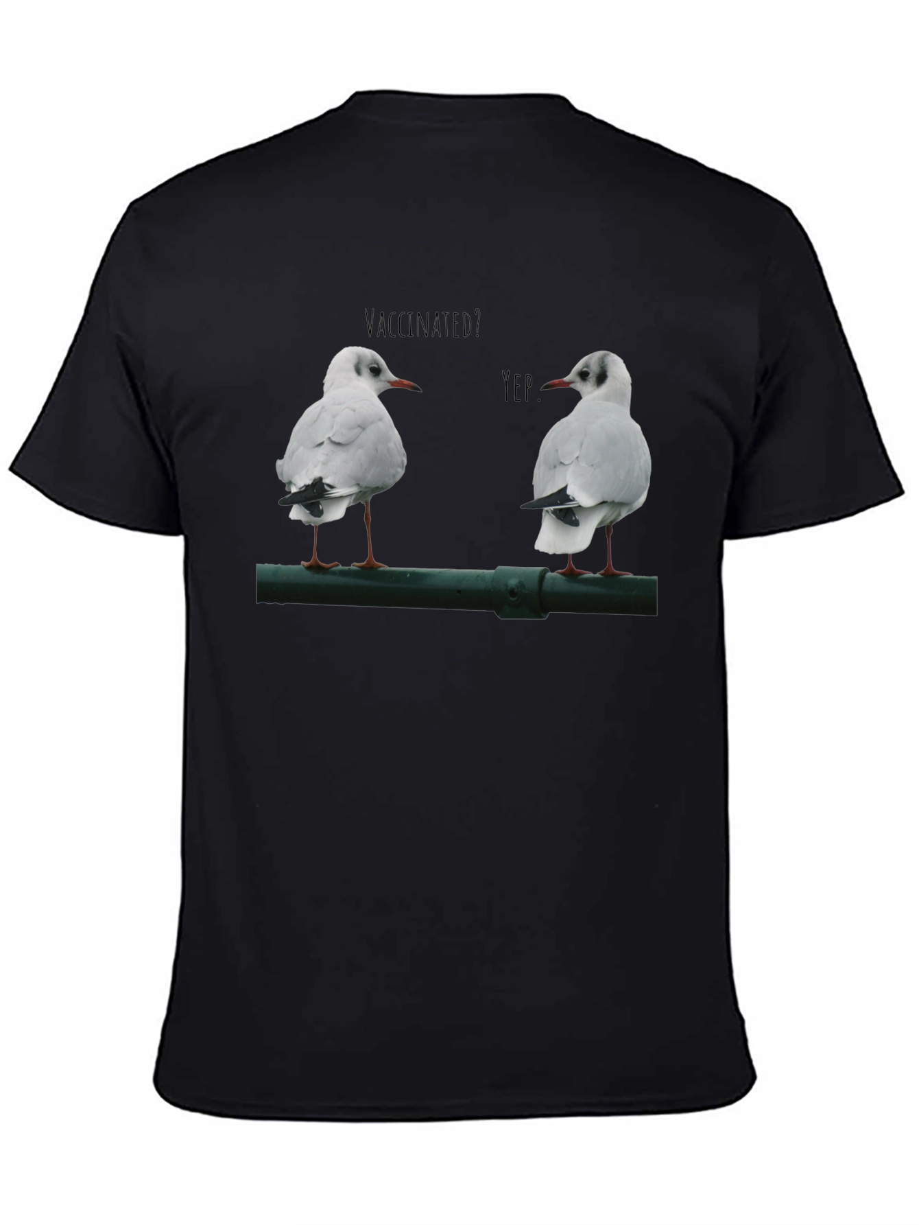 Black Vaccinated Seagulls Graphic T-Shirt view 4