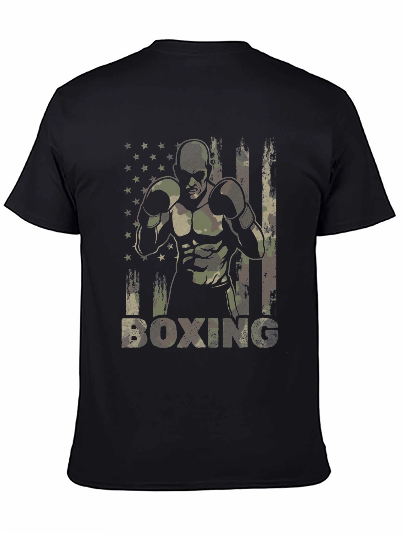 Black Military Boxing Camo T-Shirt view 4