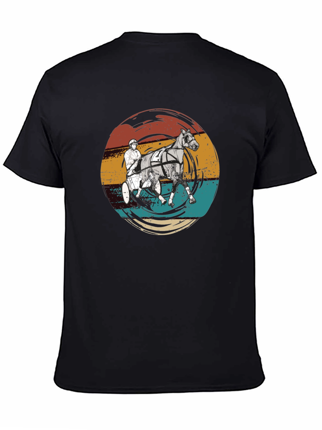 Black Retro Horse Racing Graphic T-Shirt view 4