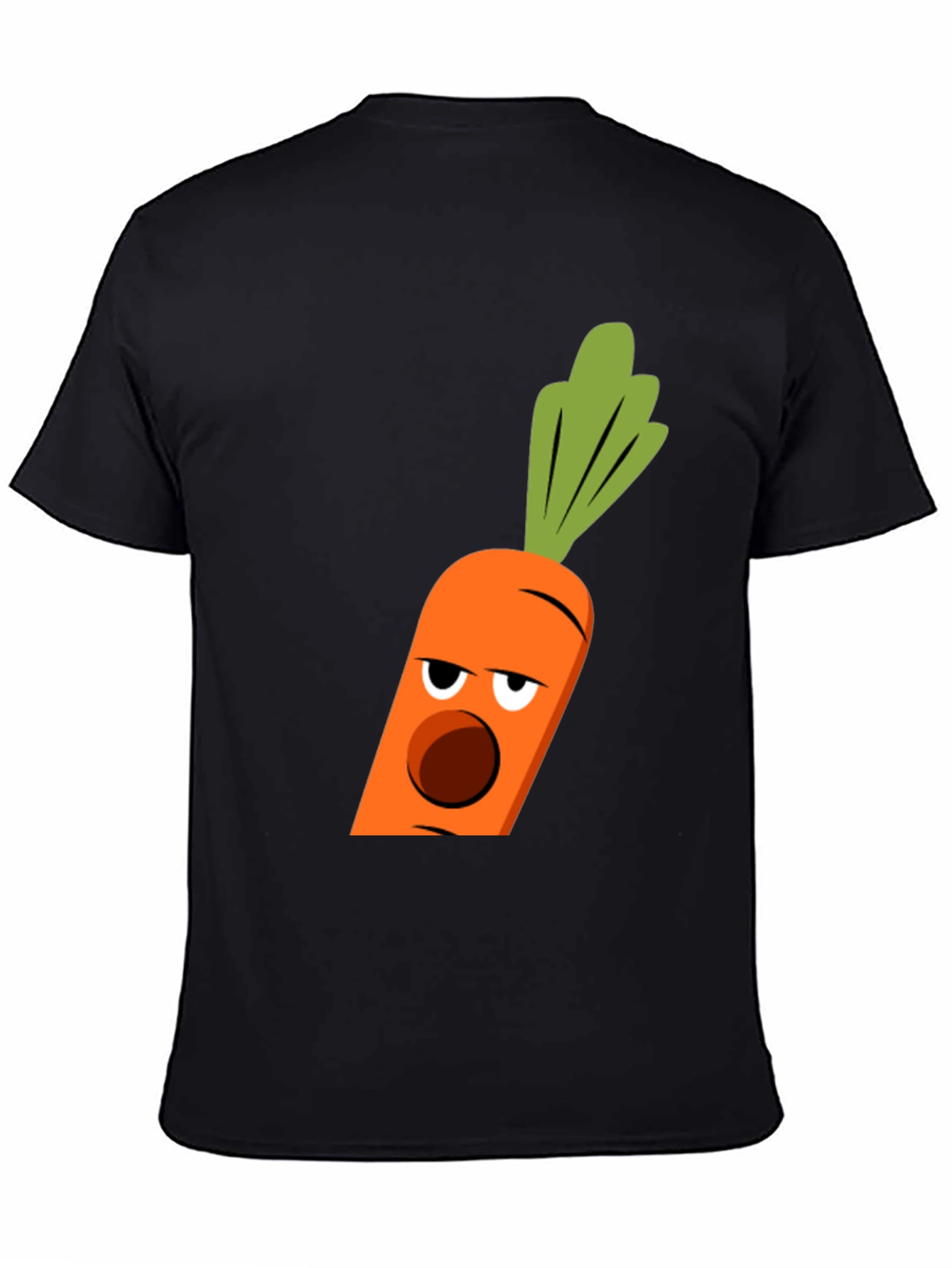 Black Funny Carrot Face Graphic Tee - Black Cotton Blend T-Shirt view 4