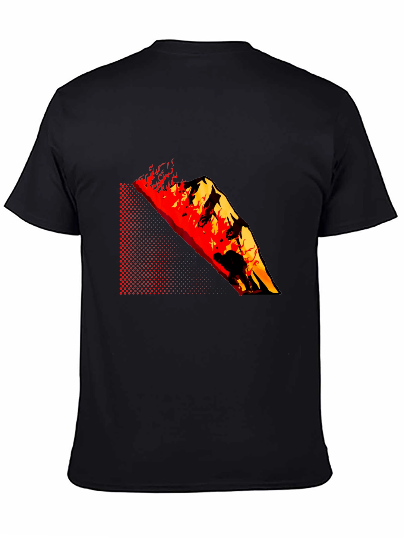 Black Burning Mountain Graphic Tee - Black Cotton Blend view 4