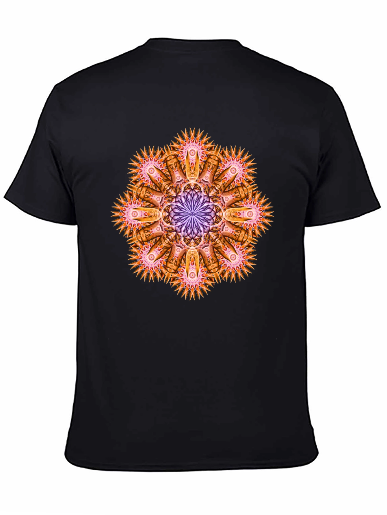 Black Abstract Mandala Graphic Tee - Black Cotton view 4