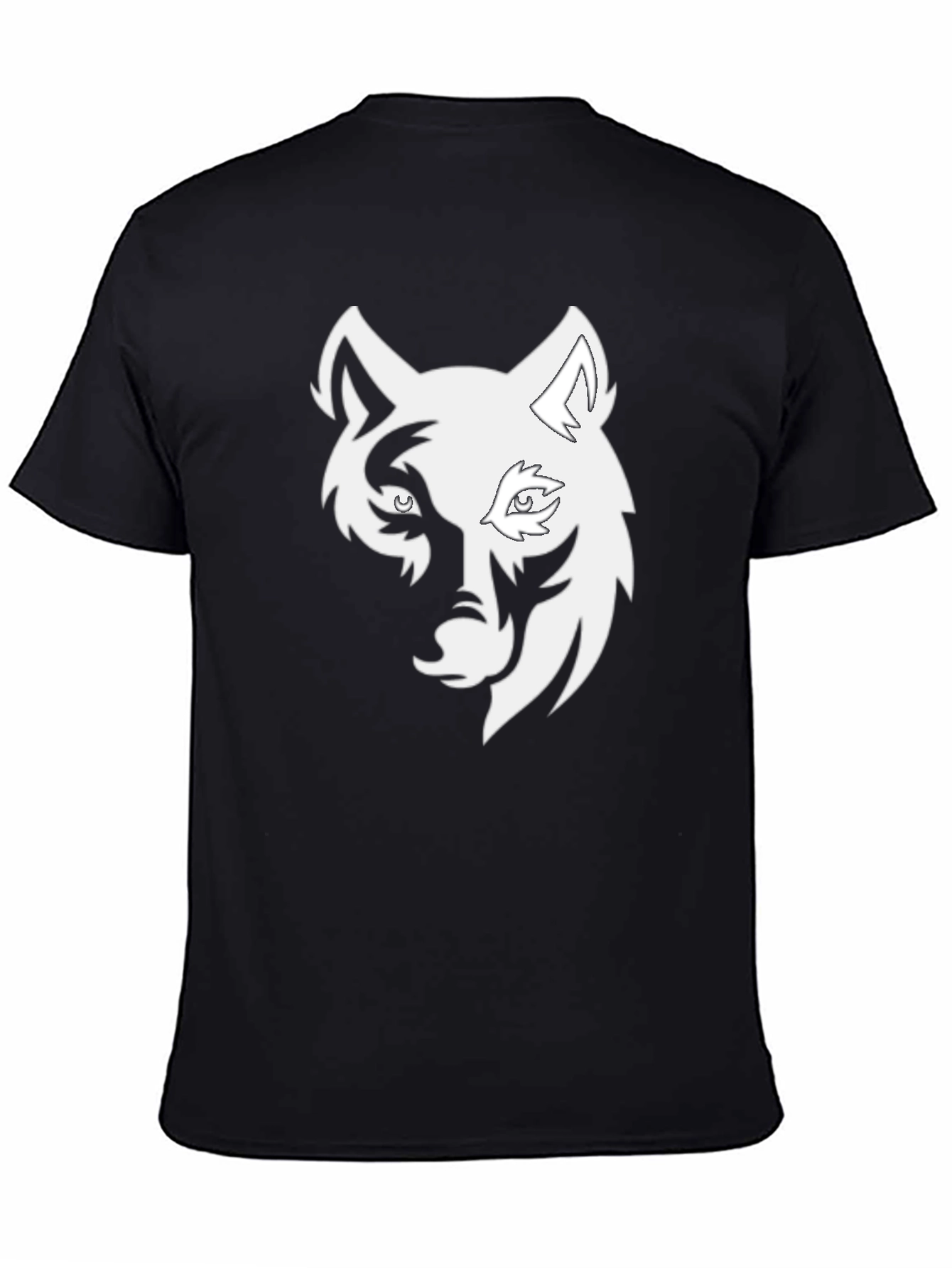 Black Cool Wolf Head Graphic Black T-Shirt view 4