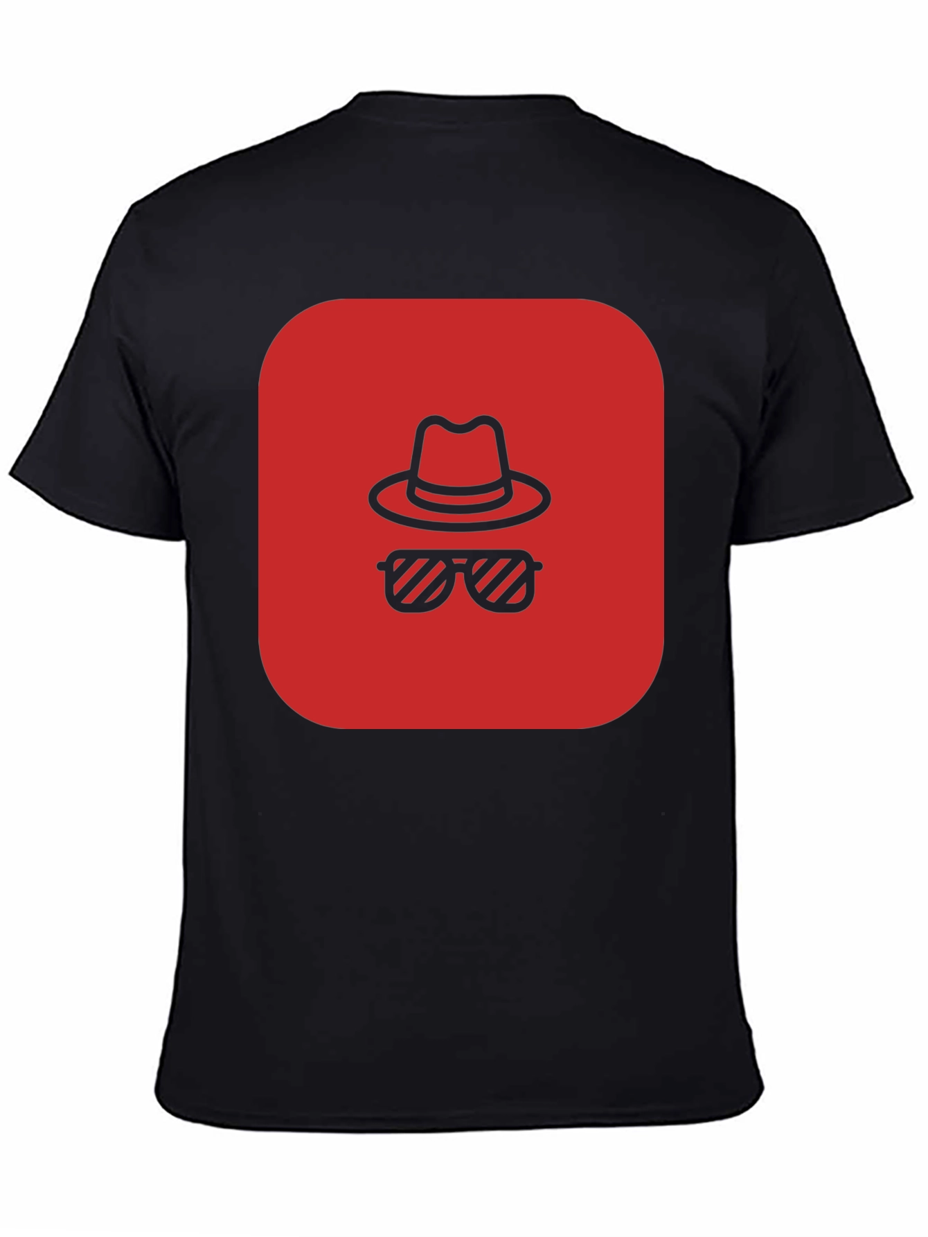 Black Red Spy Icon Black T-Shirt view 4