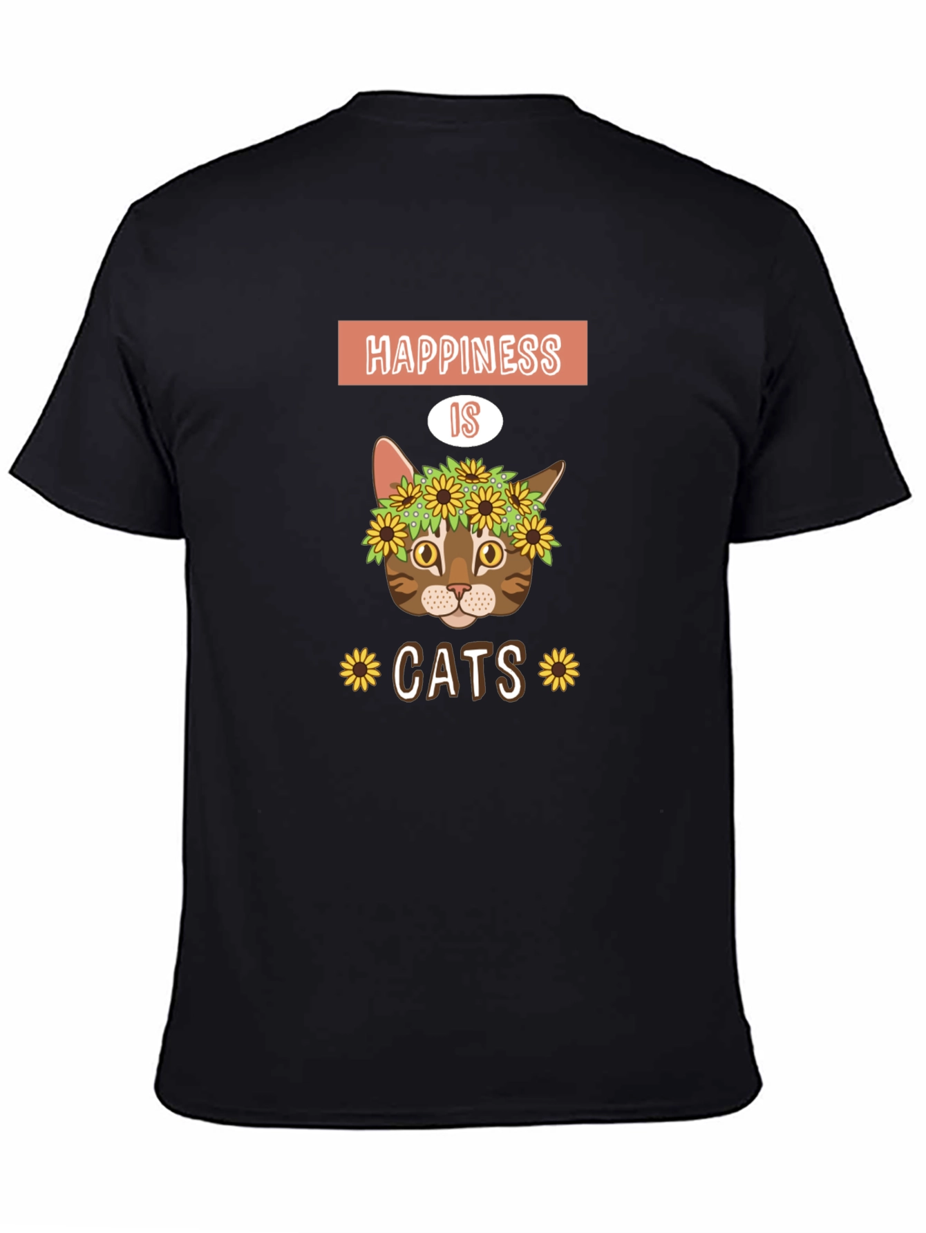 Black Happiness is Cats Graphic T-Shirt view 4