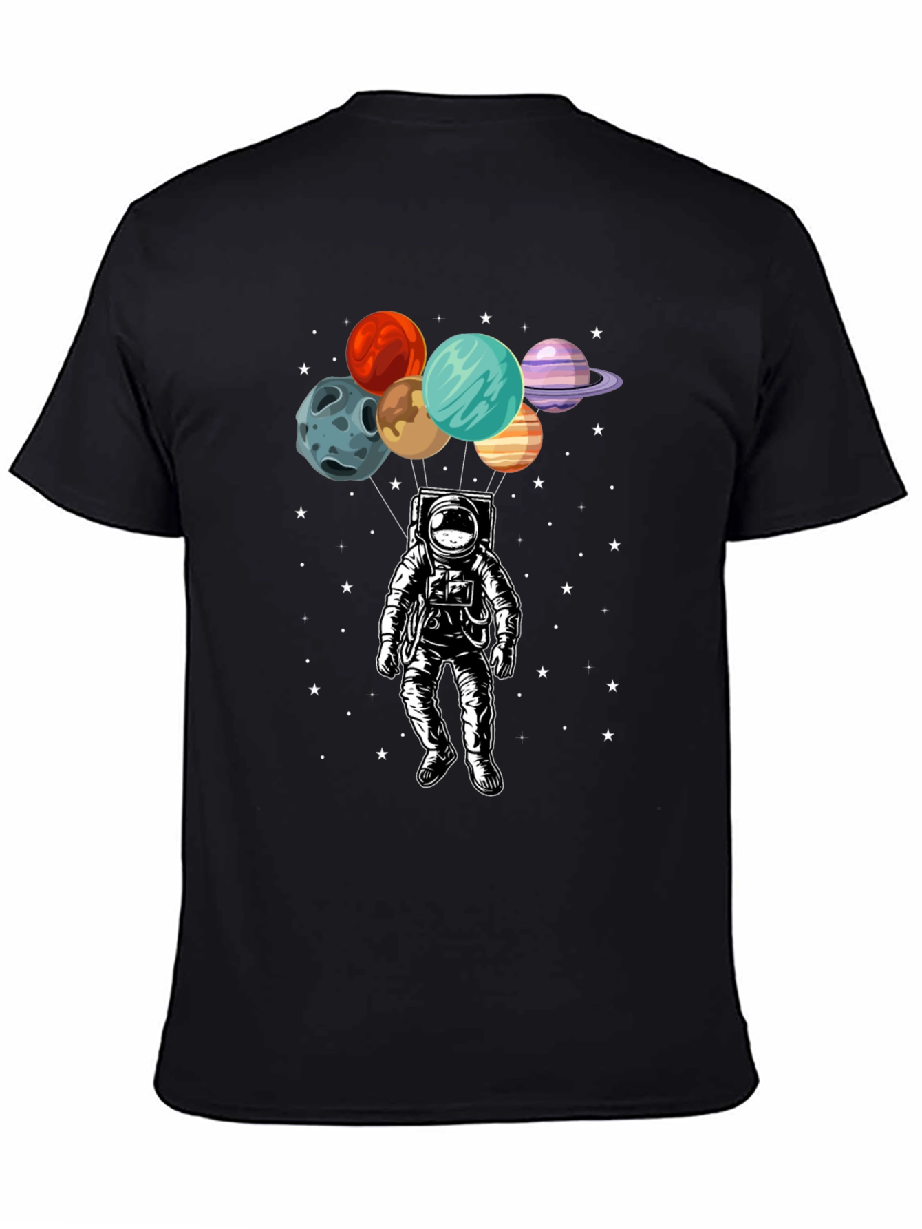 Black Astronaut Planets Graphic T-Shirt - Space Adventure view 4