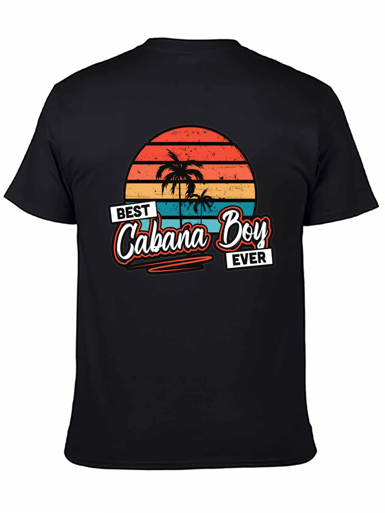 Black Best Cabana Boy Ever T-Shirt Retro Sunset Palm Trees view 4