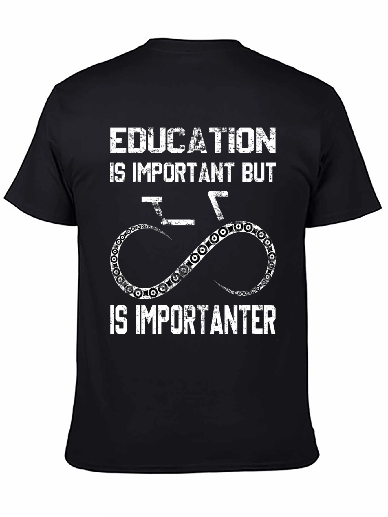 Black Funny Cycling T-Shirt: Education is Importanter view 4