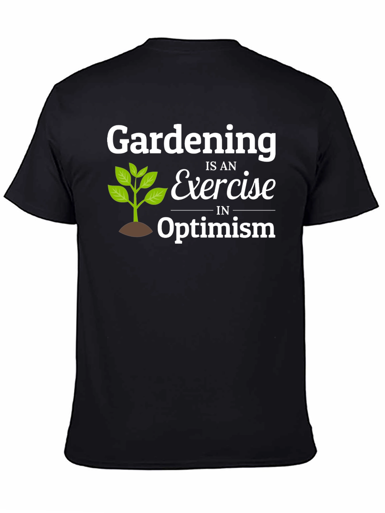 Black Gardening Optimism T-Shirt - Black Cotton Tee view 4