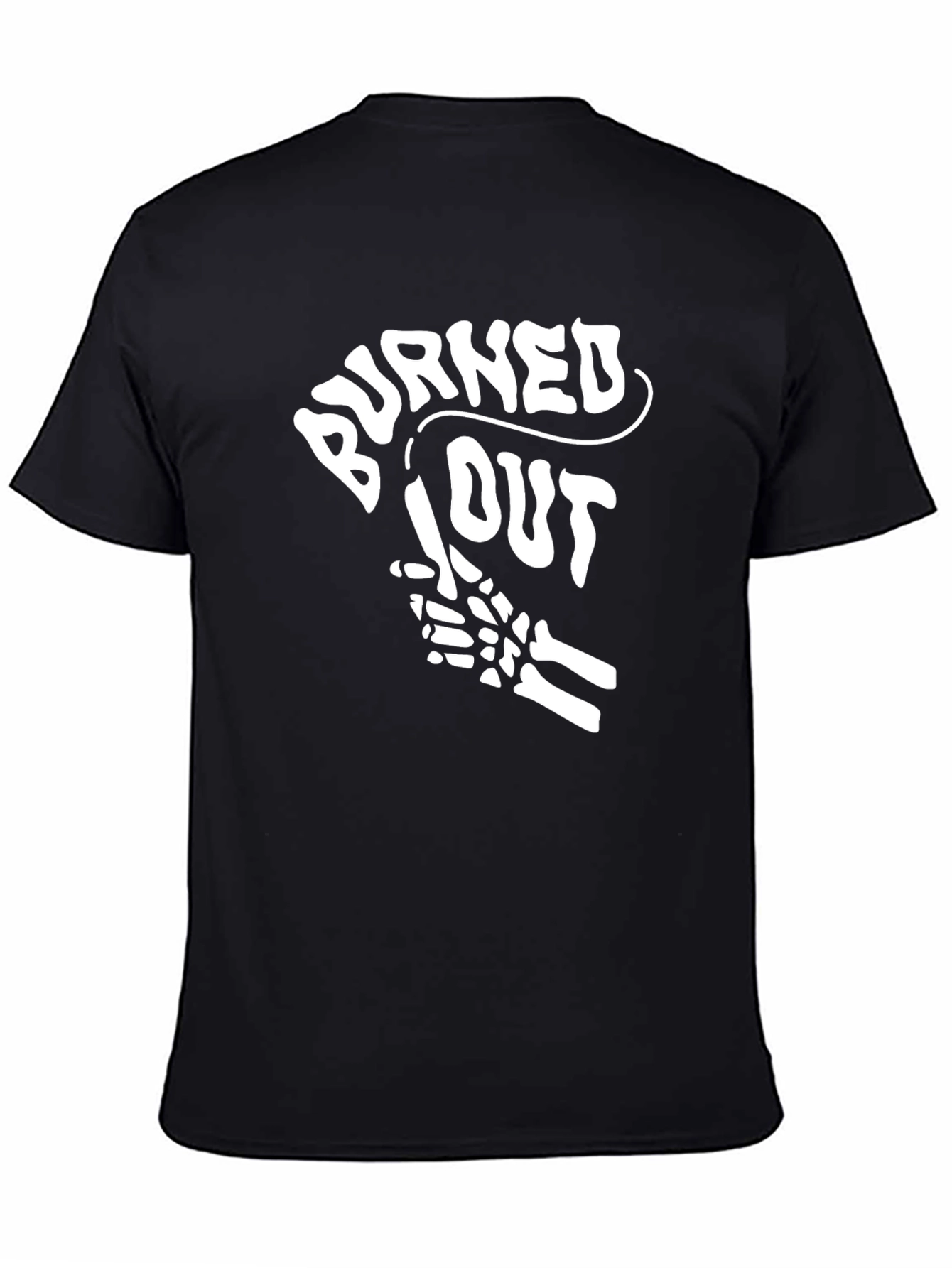 Black Burned Out Skeleton Hand Graphic Tee - Black view 4