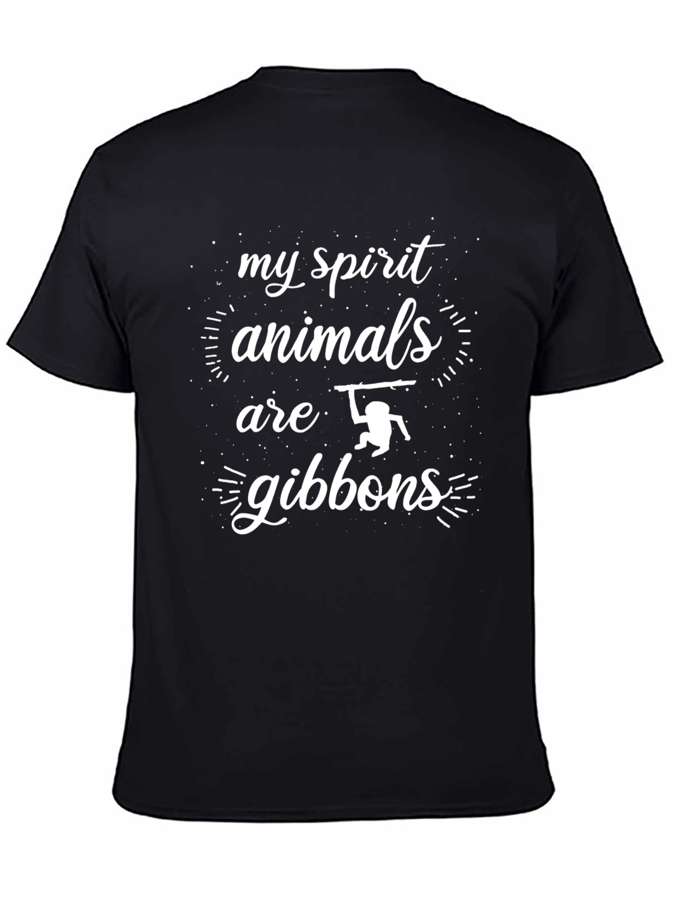 Black Gibbon Spirit Animal Graphic Tee - Fun T-Shirt view 4