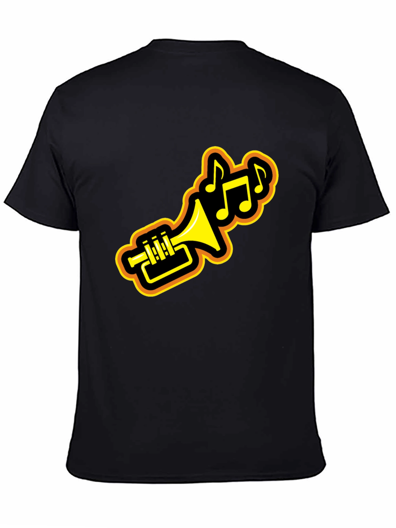 Black Trumpet Music Notes Black Graphic Tee view 4
