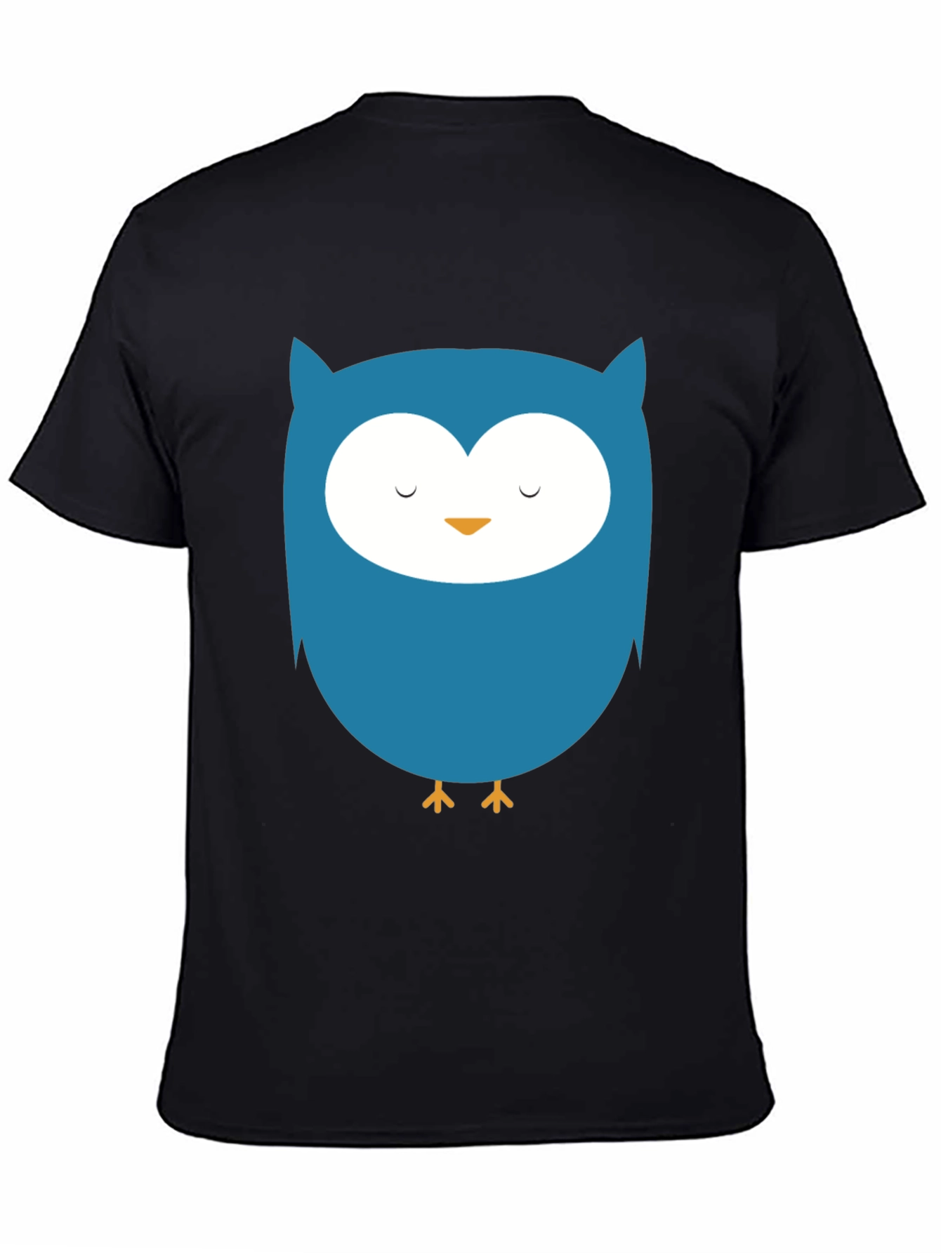 Black Cute Blue Owl Graphic Black T-Shirt view 4