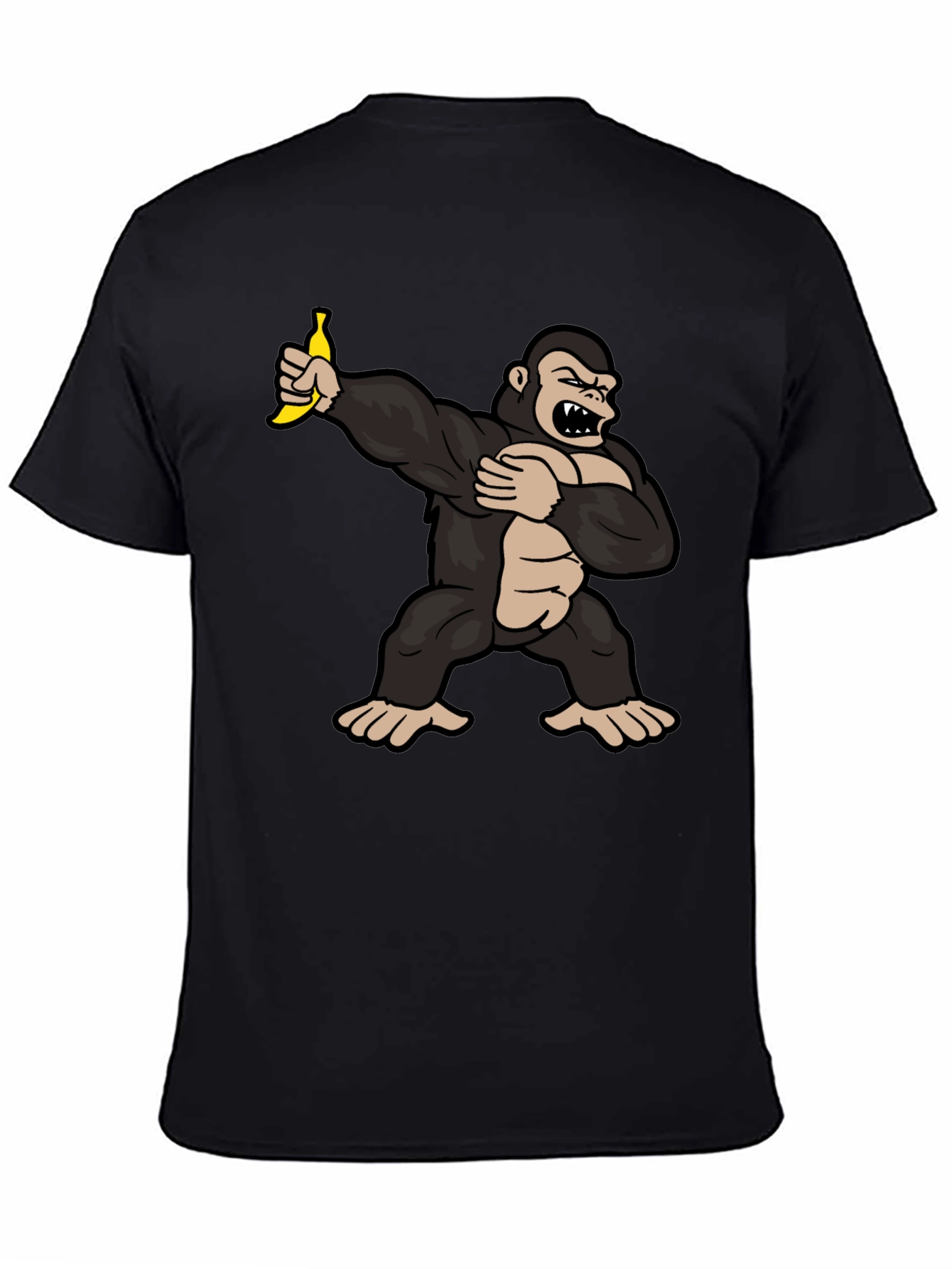 Black Funny Gorilla Dab Banana Graphic T-Shirt view 4