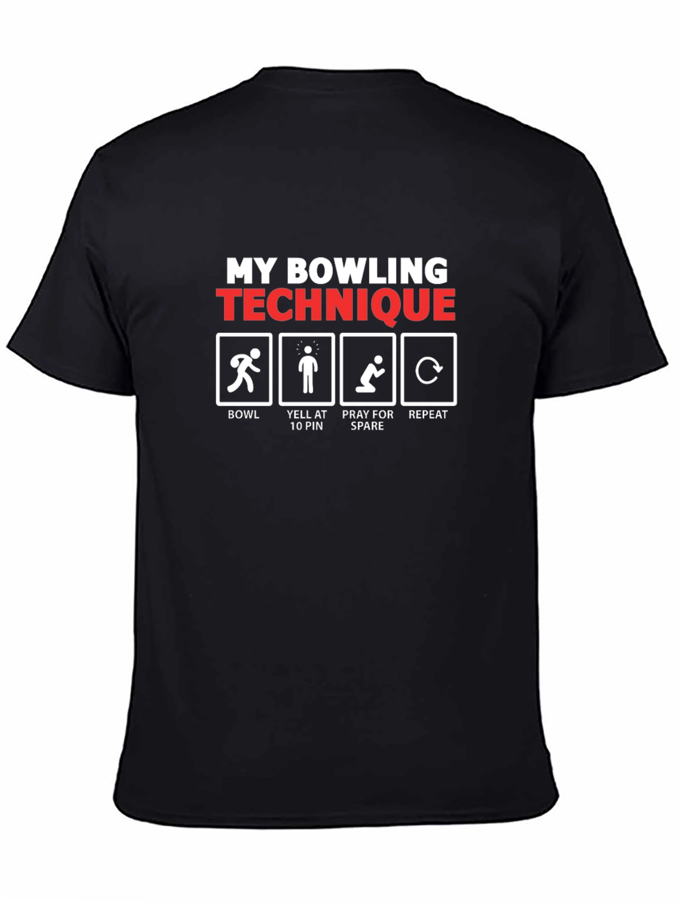 Black My Bowling Technique T-Shirt - Funny Bowler Gift Tee view 4
