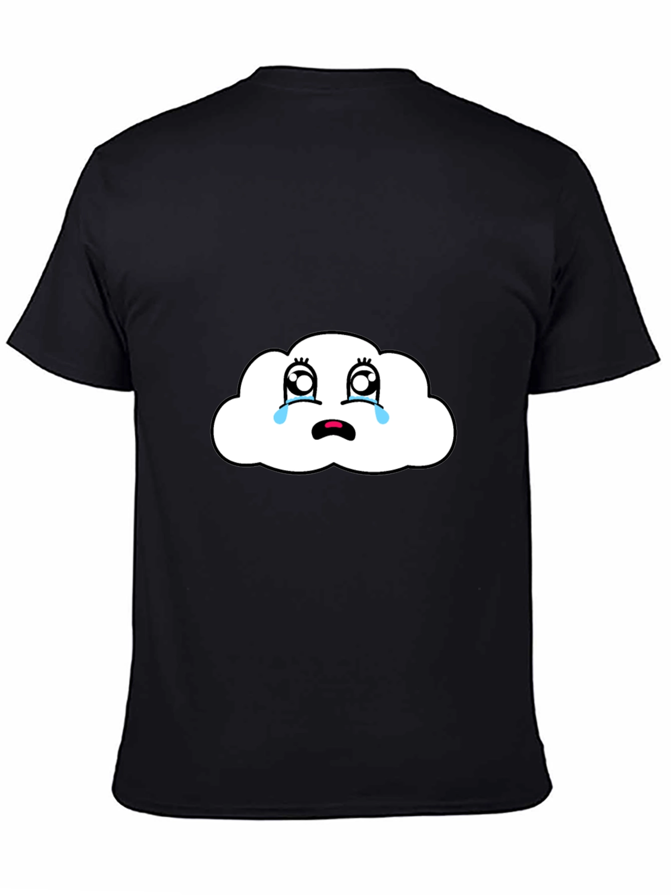 Black Sad Cloud Graphic Tee - Black Comfort Fit T-Shirt view 4