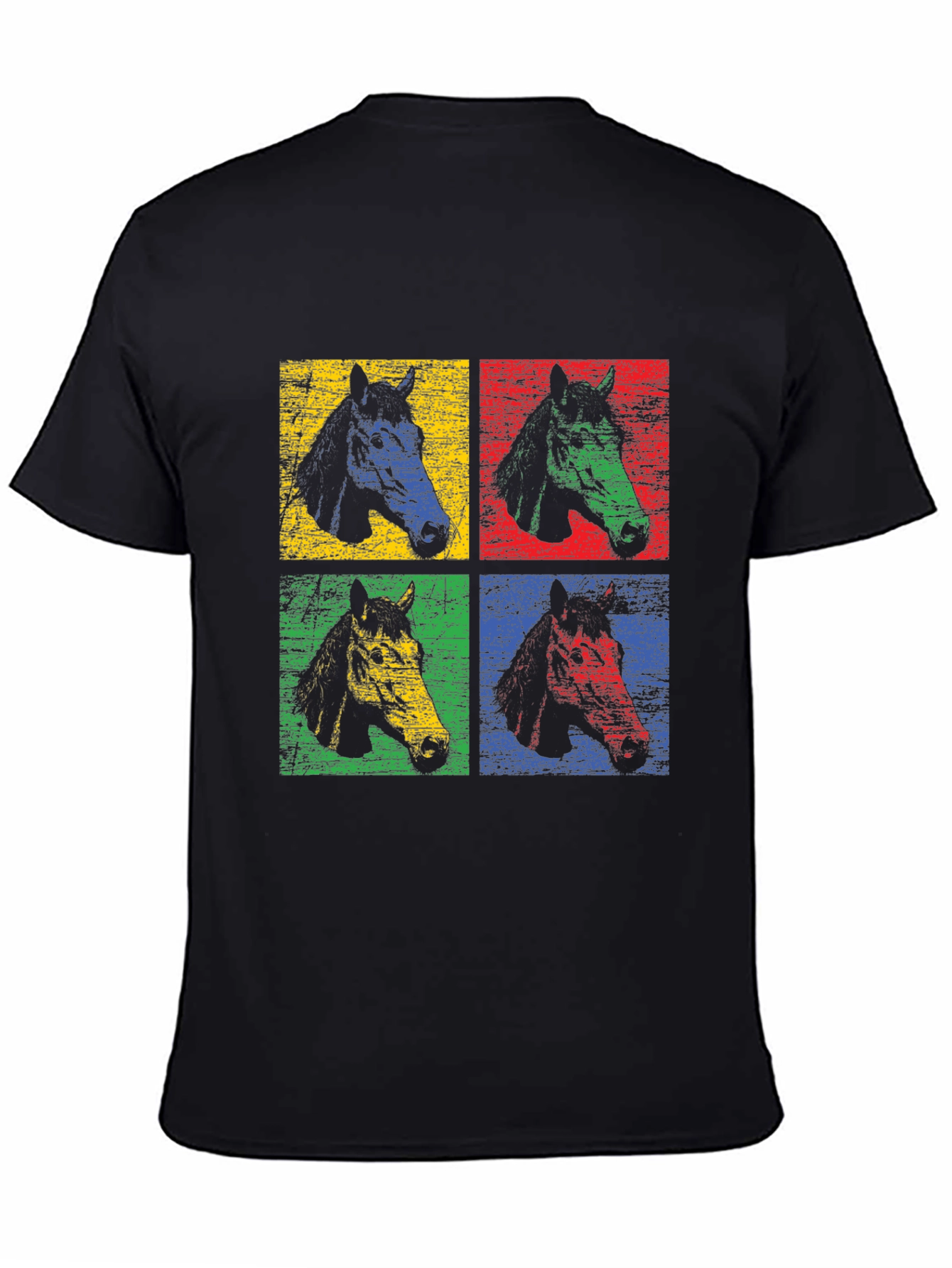 Black Pop Art Horse Tee - Colorful Graphic T-Shirt view 4