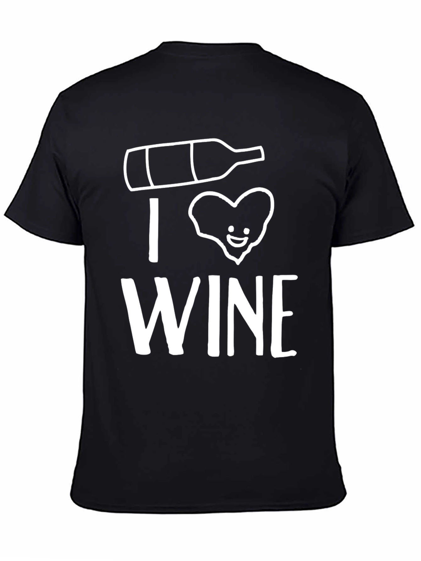 Black I Love Wine Funny Graphic Tee - Soft Black Shirt view 4