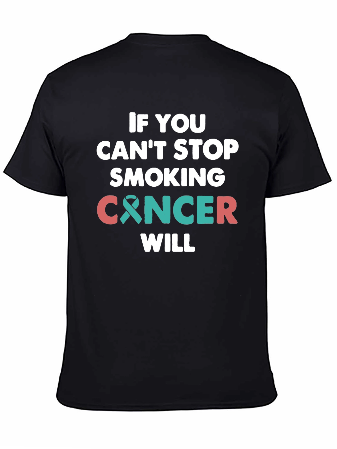Black Stop Smoking Cancer Awareness T-Shirt view 4
