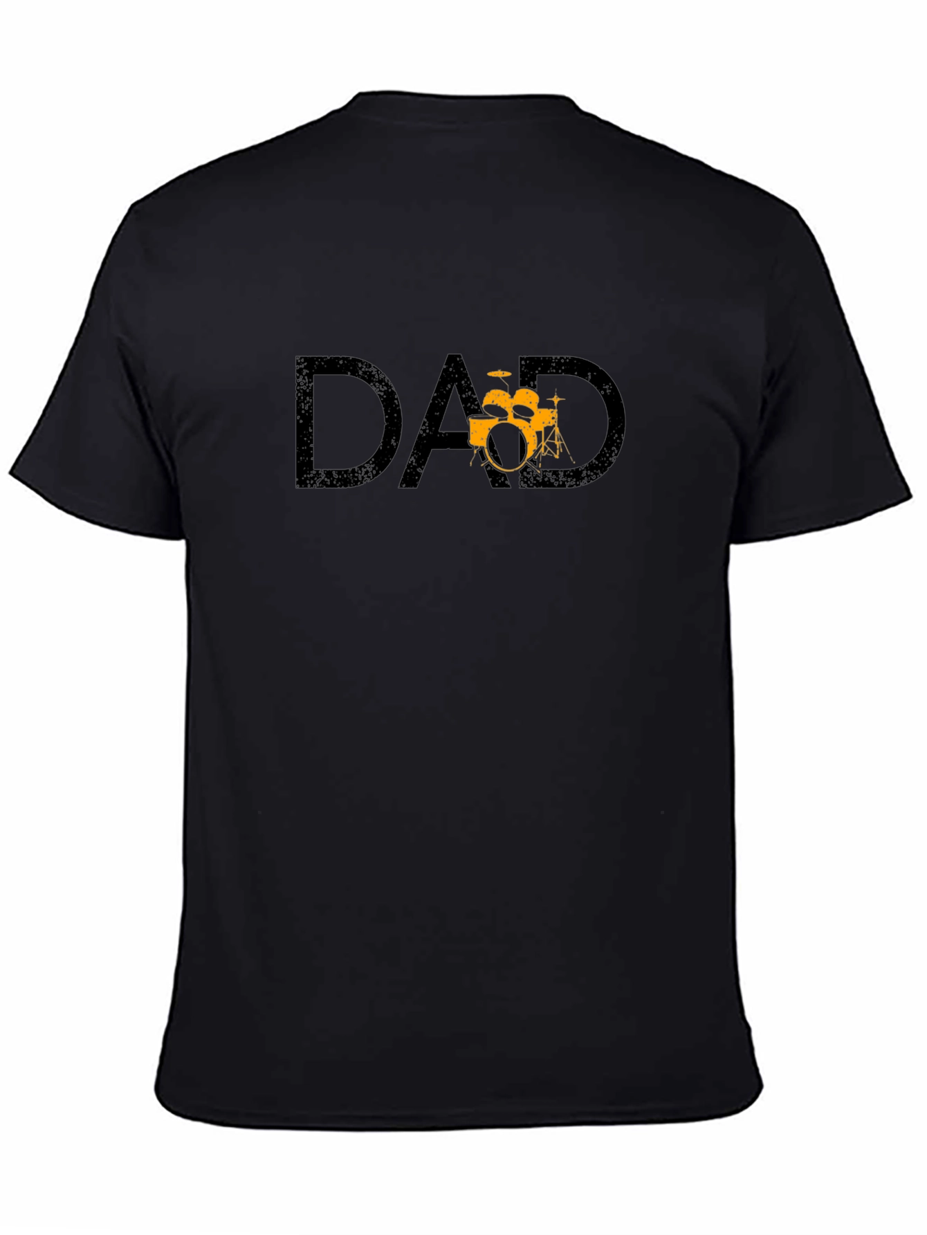 Black Drummer Dad T-Shirt - Black Crew Neck view 4